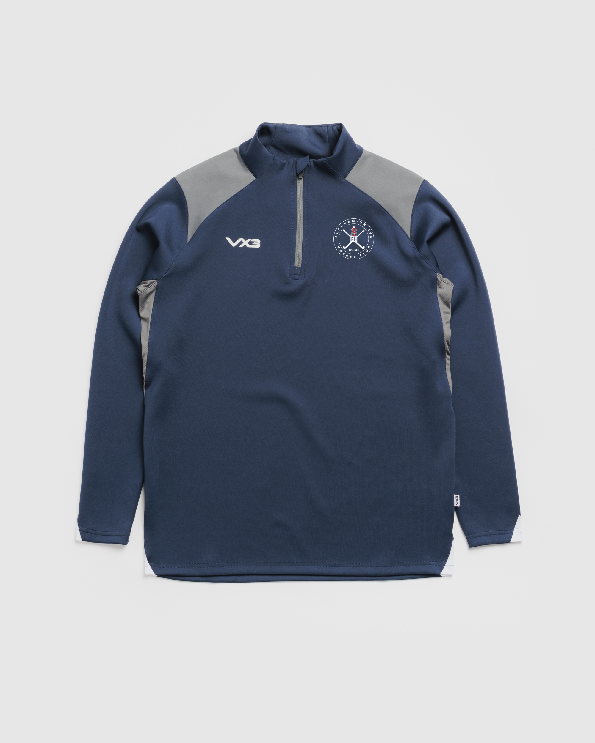 Burnham On Sea Hockey Club Vertex Quarter Zip -Navy/Grey/White