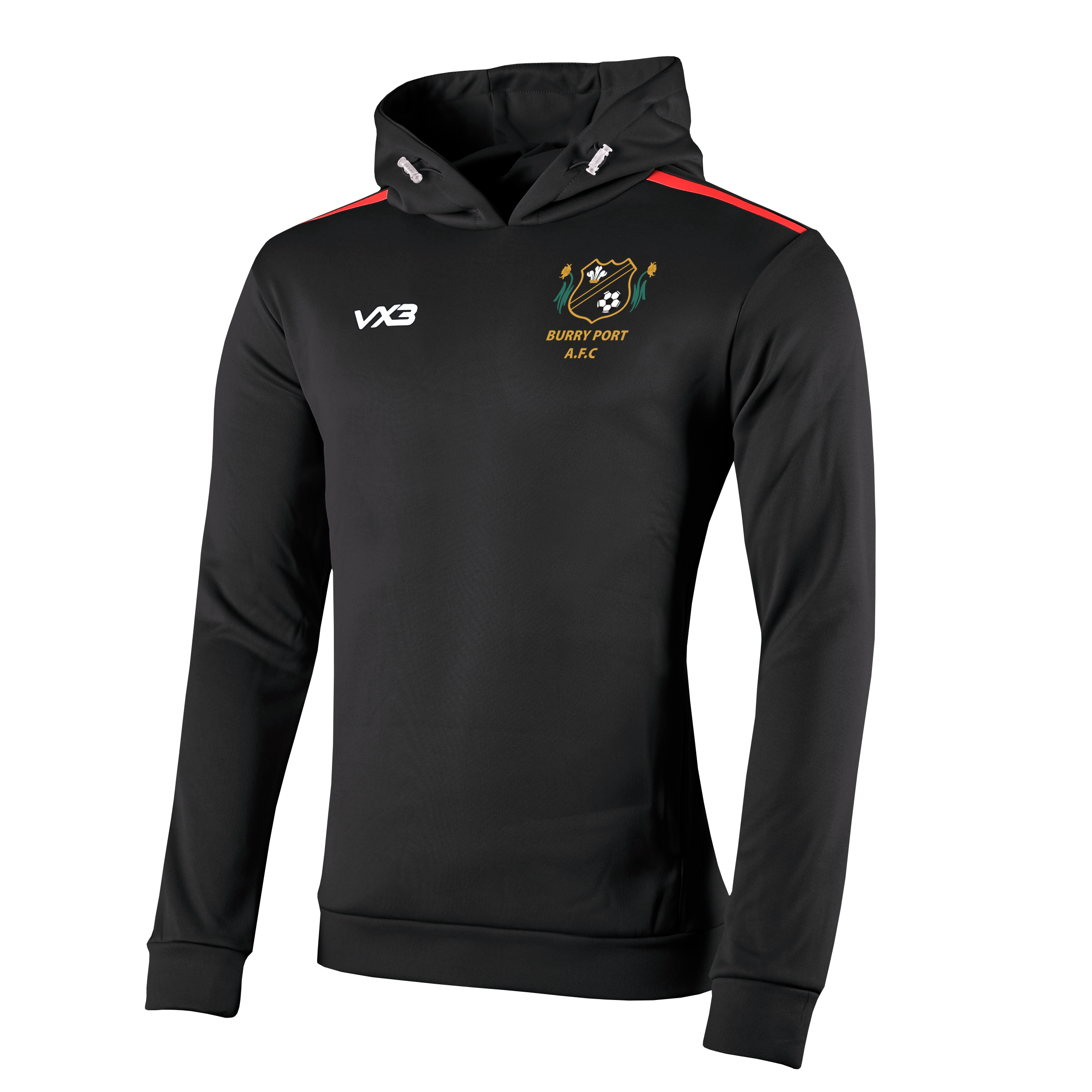 Burry Port AFC Fortis Youth Hoodie Black/Red