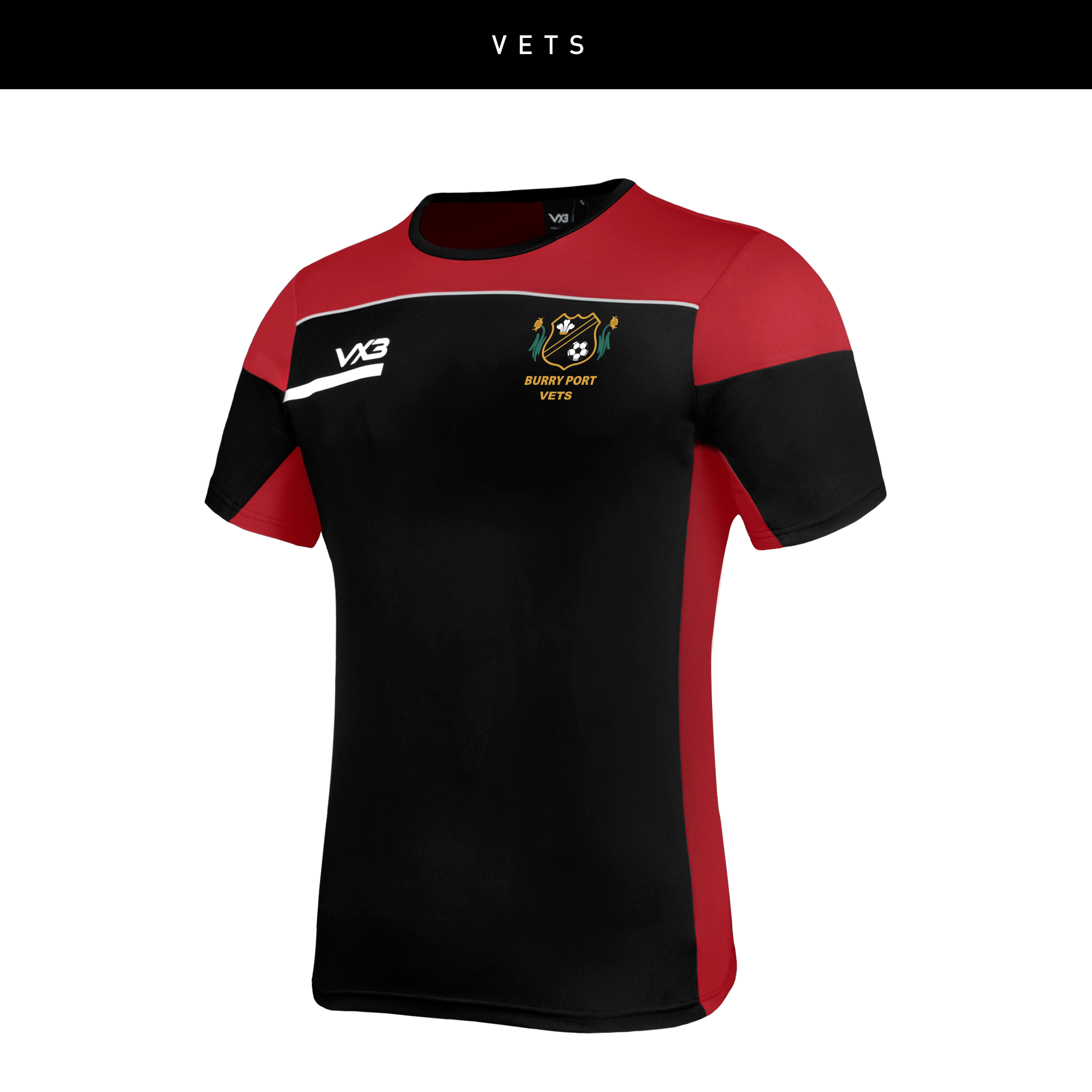 Burry Port AFC Opus Tee - Black Red *VETS*