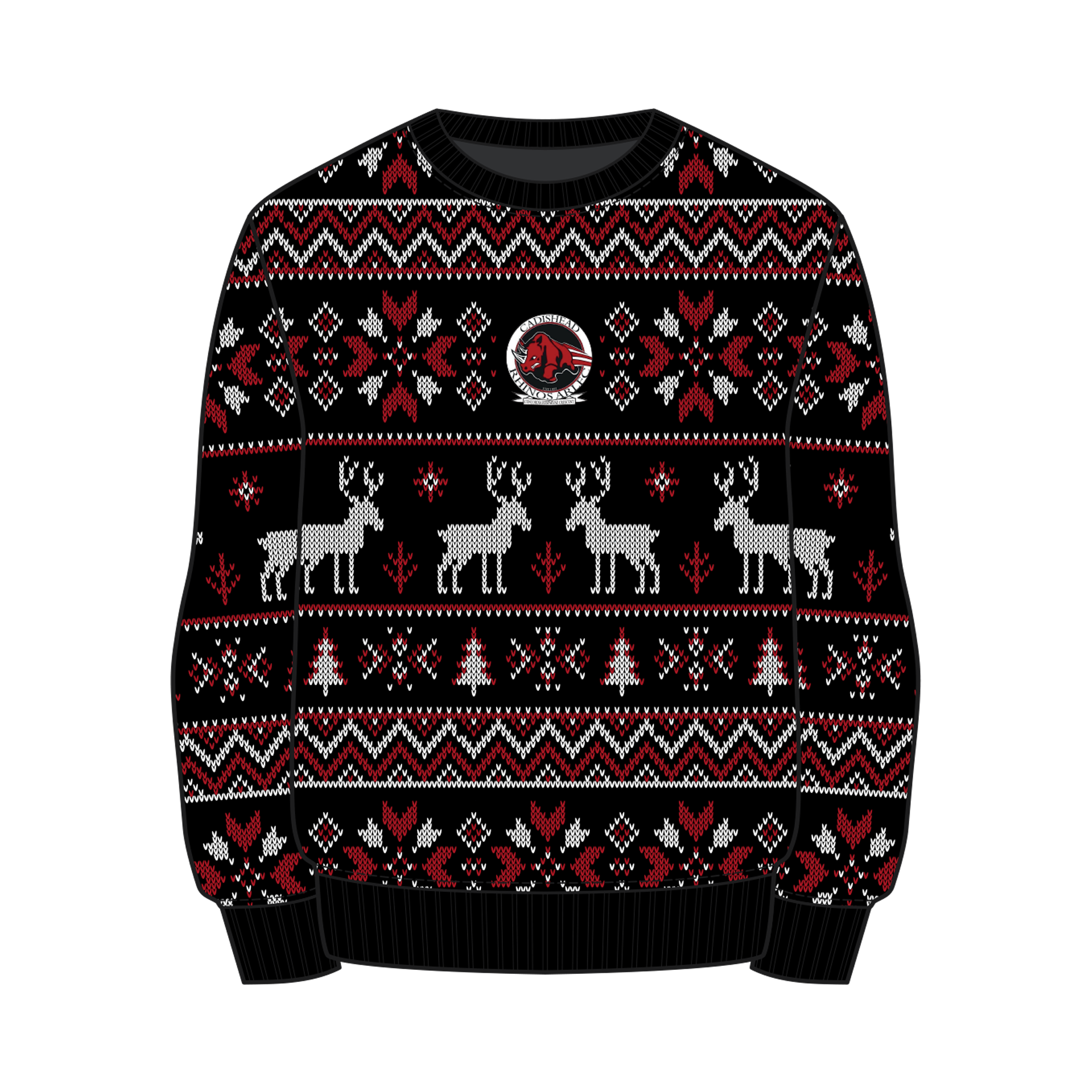 Cadishead Rhinos ARLFC Christmas Jumper - Black/Red/White