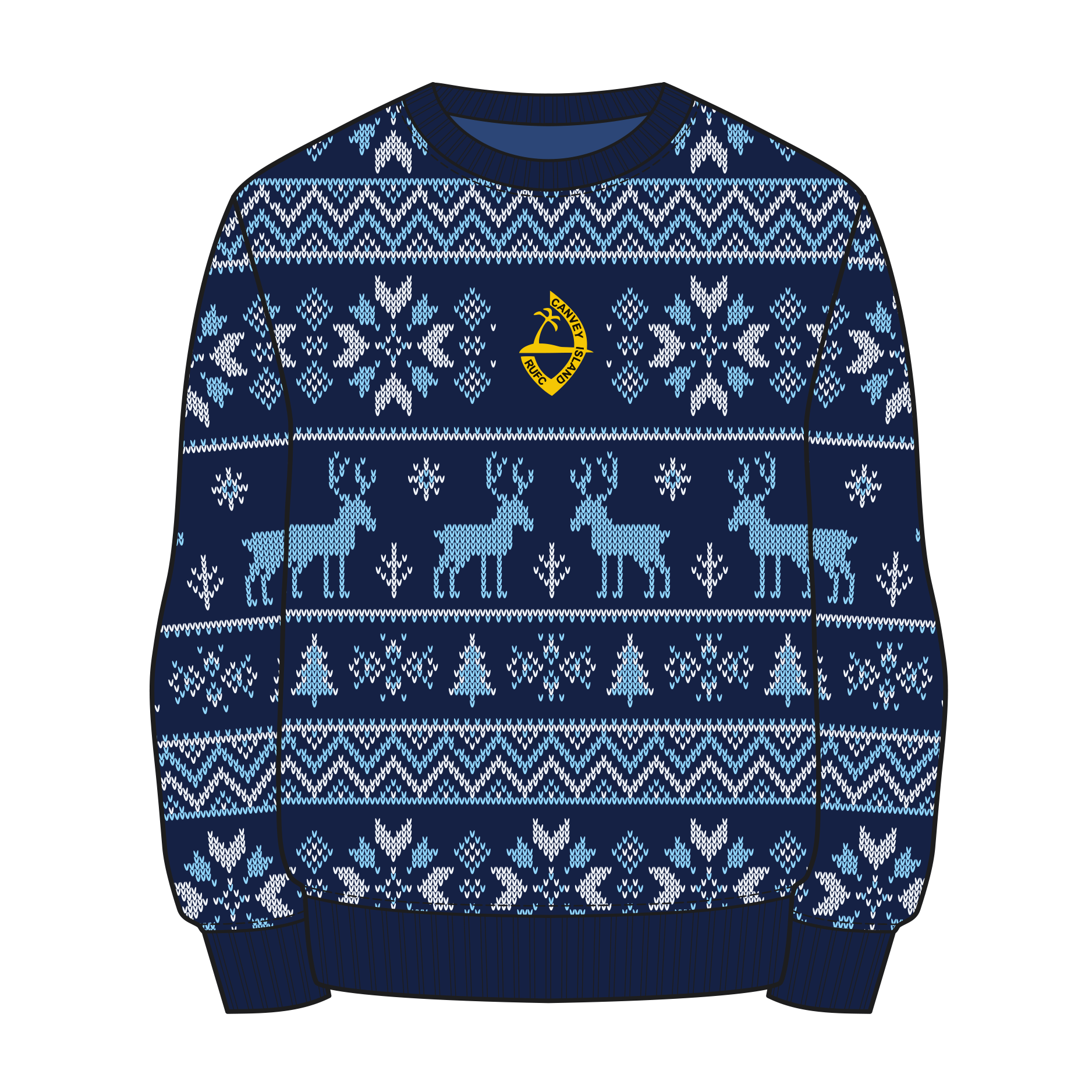 Canvey Island RUFC Christmas Jumper - Navy/Sky/White Youth