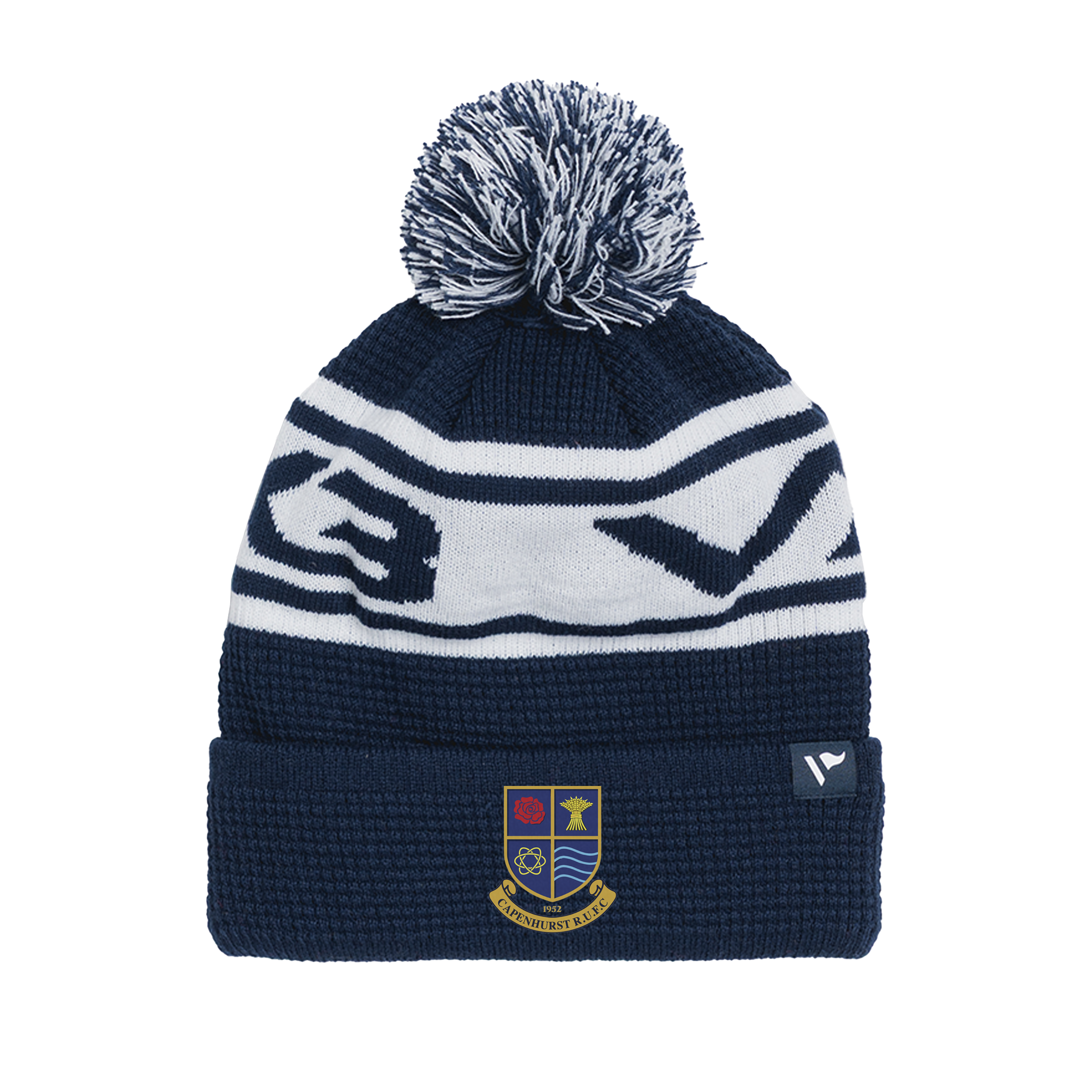 Capenhurst RUFC Waffle Knit Bobble Hat - Navy/White