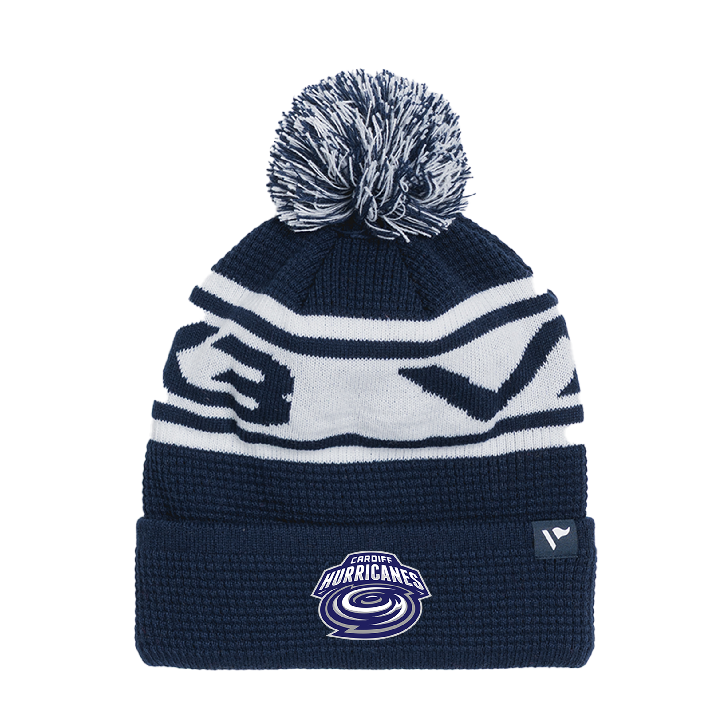 Cardiff Hurricanes Waffle Knit Bobble Hat - Navy/White