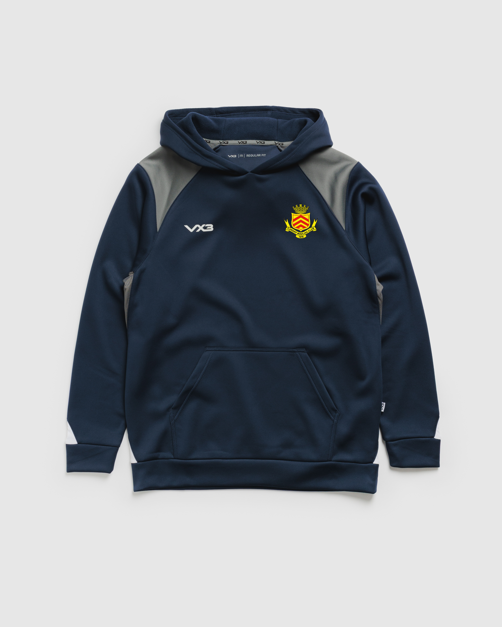 Cardiff Bowls Vertex Youth Hoodie -Navy/Grey/White