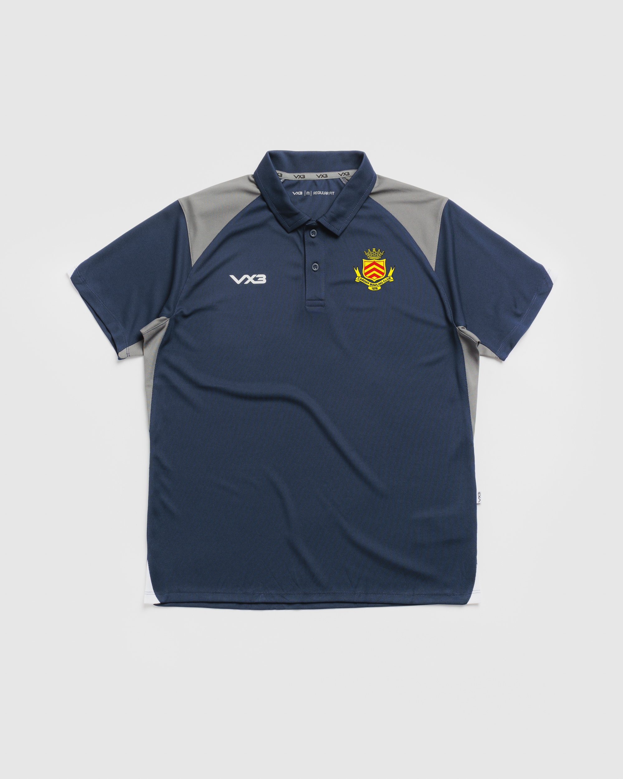 Cardiff Bowls Vertex Polo -Navy/Grey/White