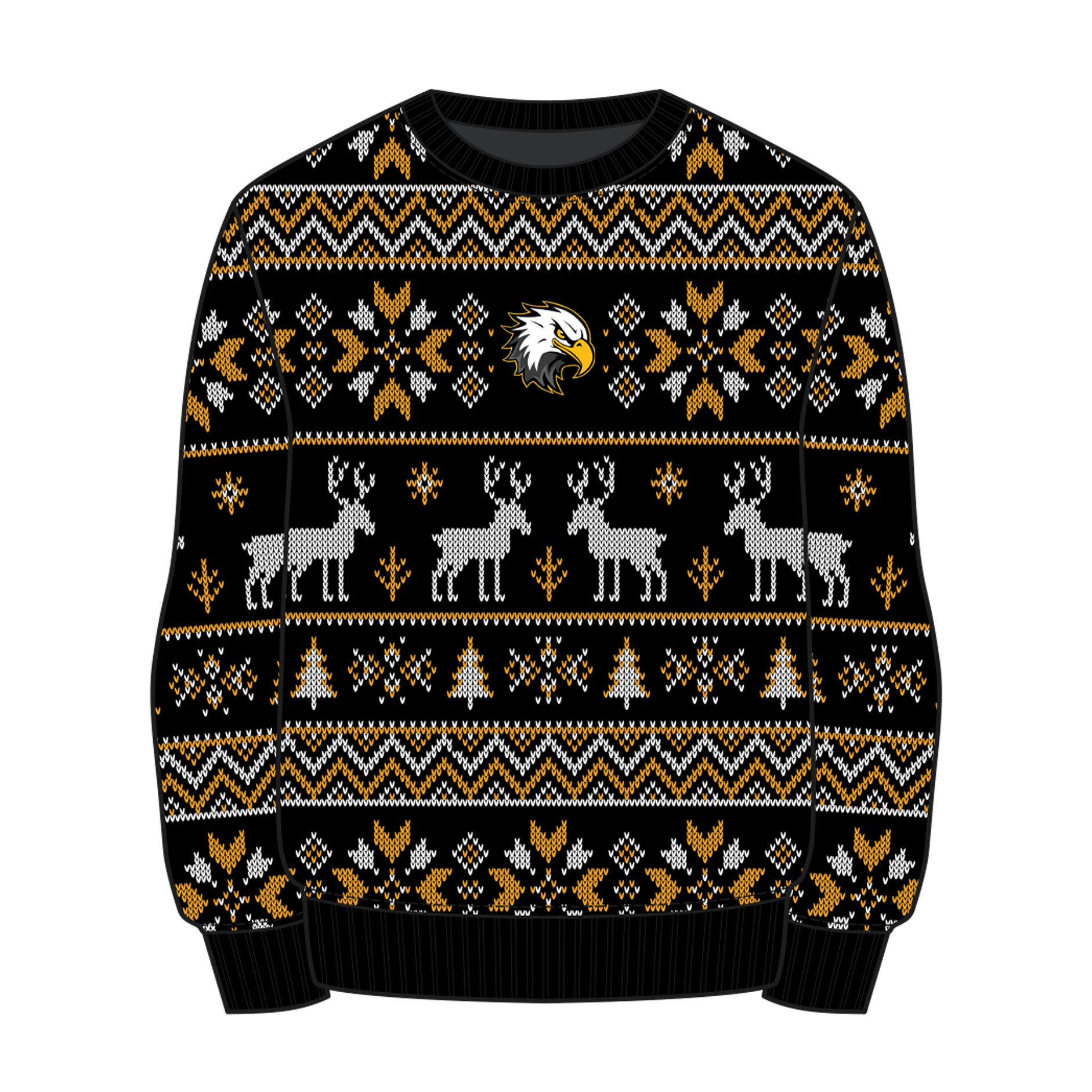Cardiff Eagles Ice Hockey Club Christmas Jumper - Black/Amber/White Youth