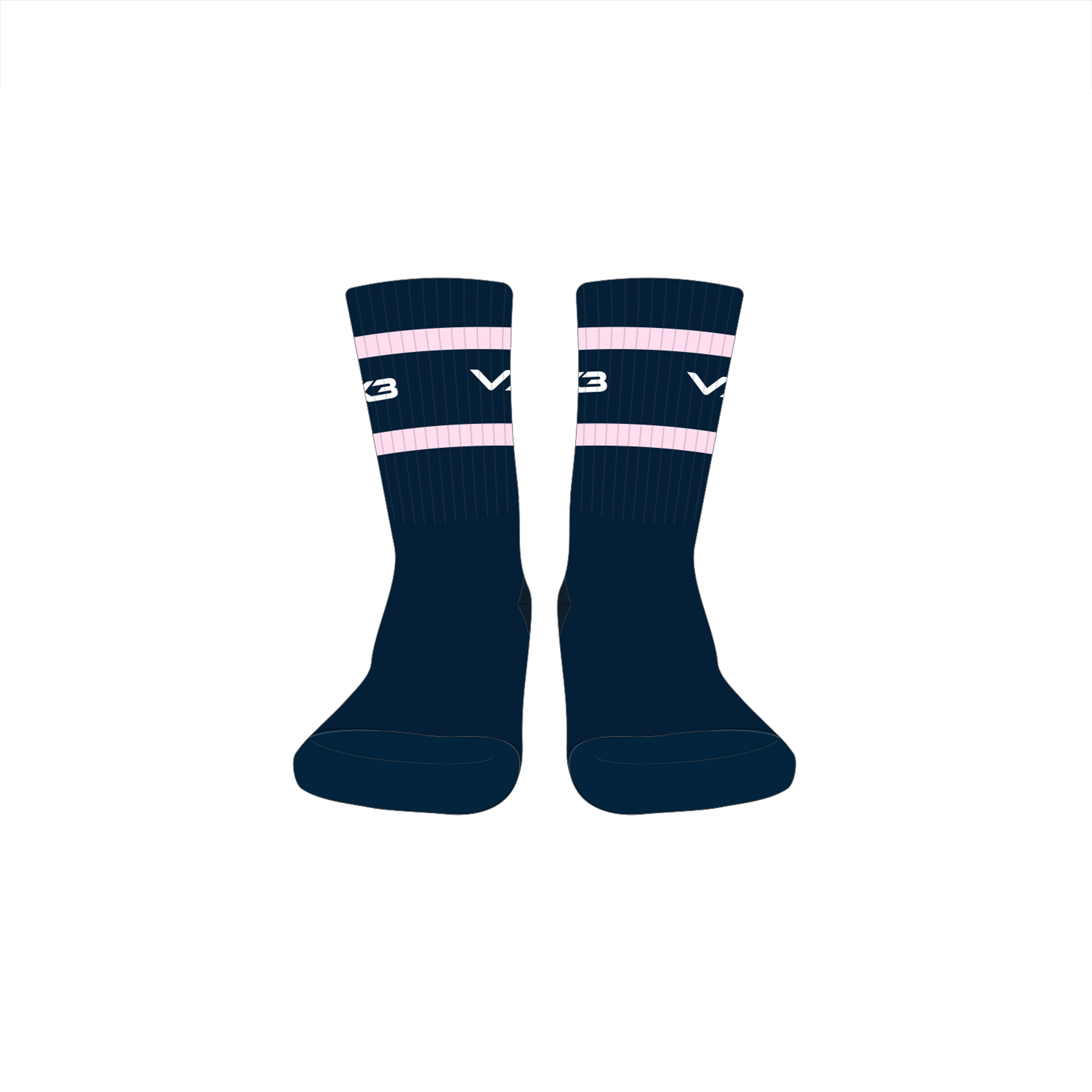 Carmarthen Warriors 2024 Crew Socks - Navy/Baby Pink