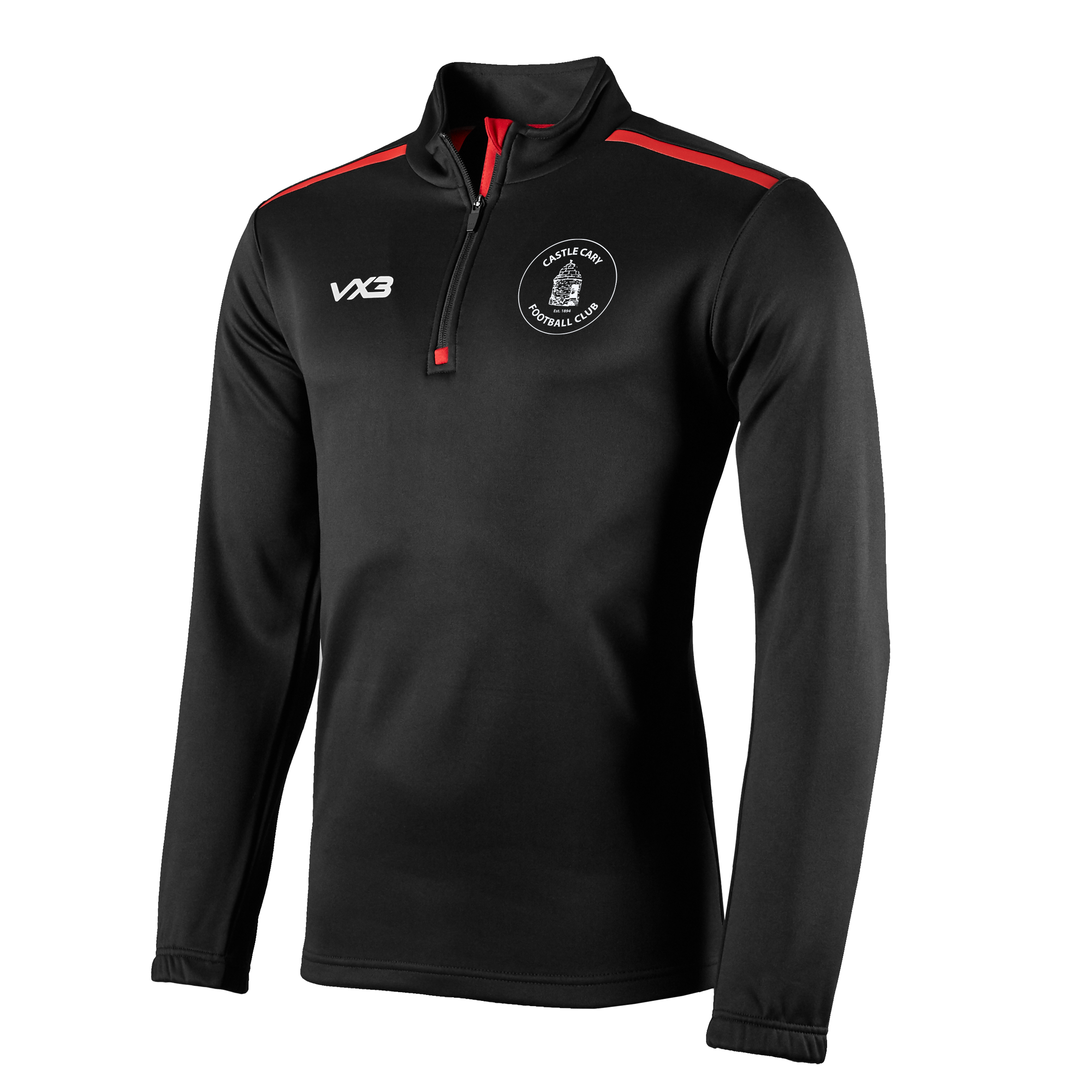 Castle Cary FC Fortis Youth Quarter Zip Sweat Black/Red