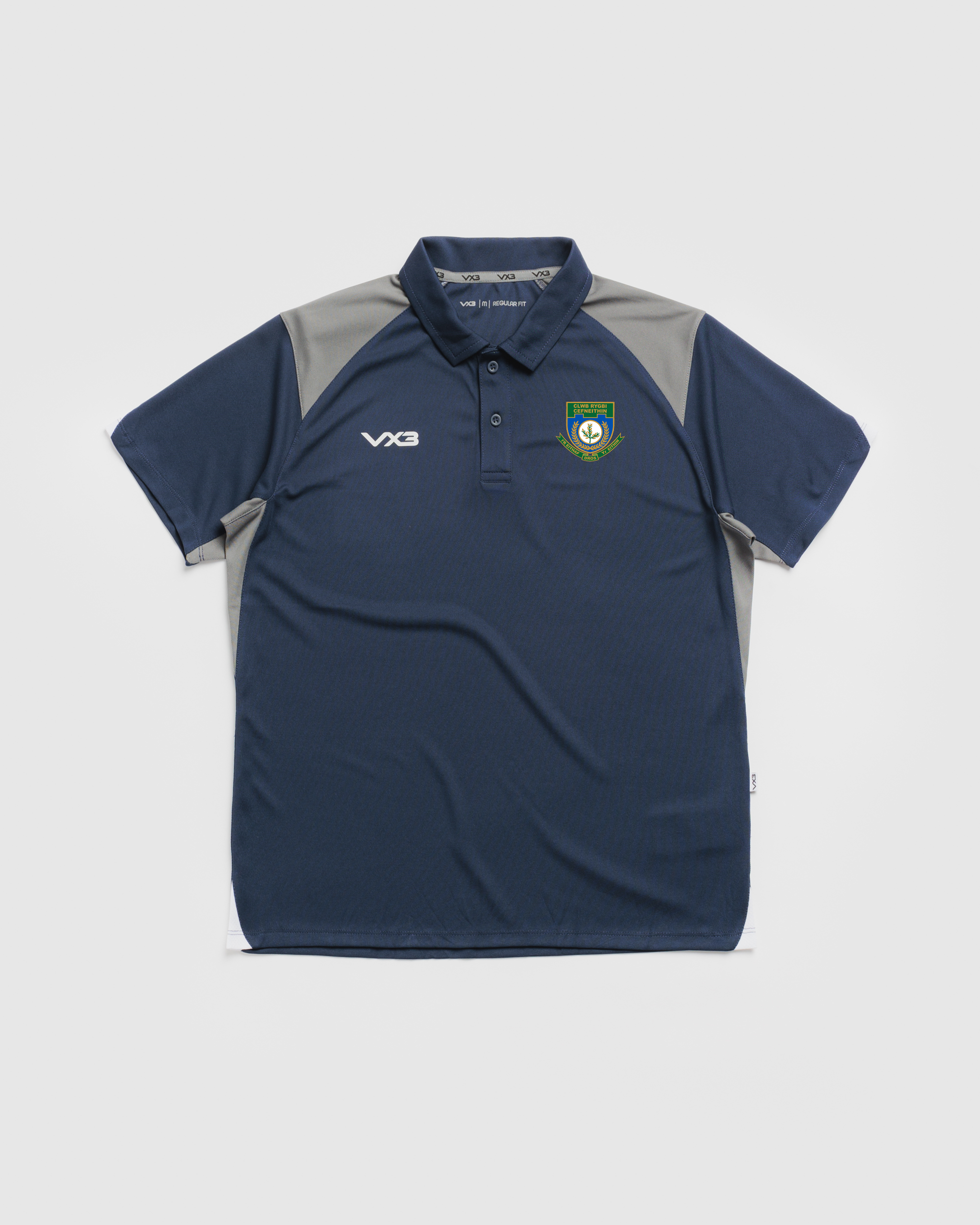 Cefneithin RFC Vertex Polo -Navy/Grey/White