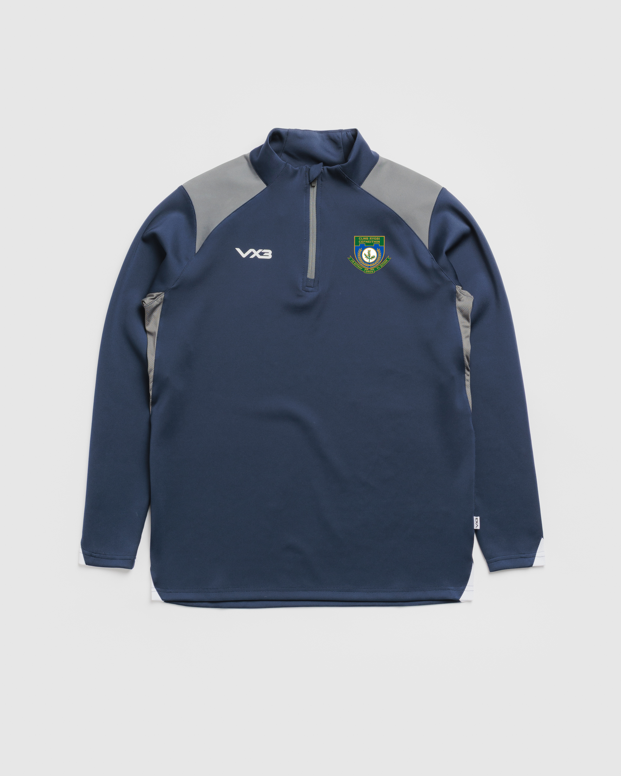 Cefneithin RFC Vertex Youth Quarter Zip -Navy/Grey/White