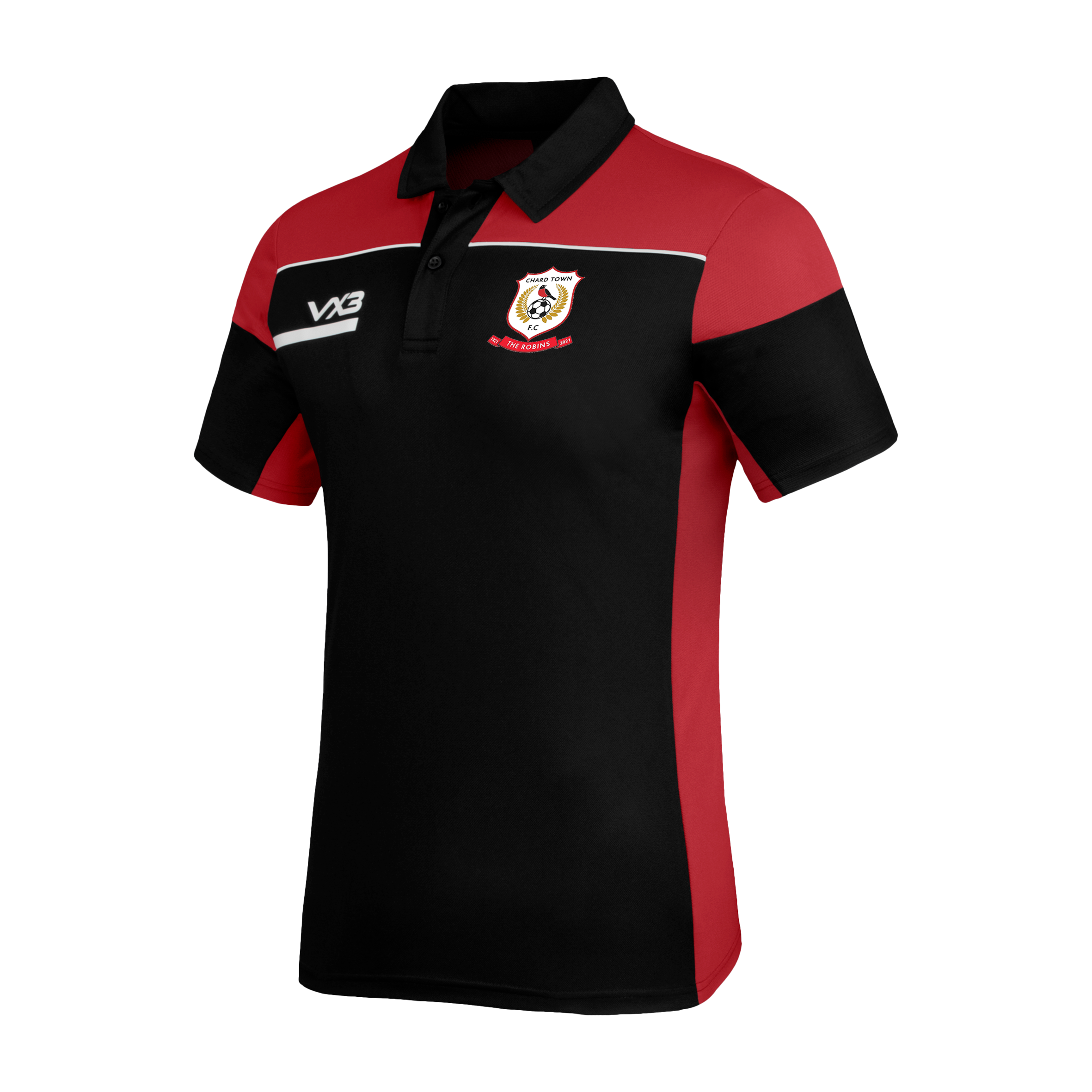 Chard Town FC Opus Polo - Black Red