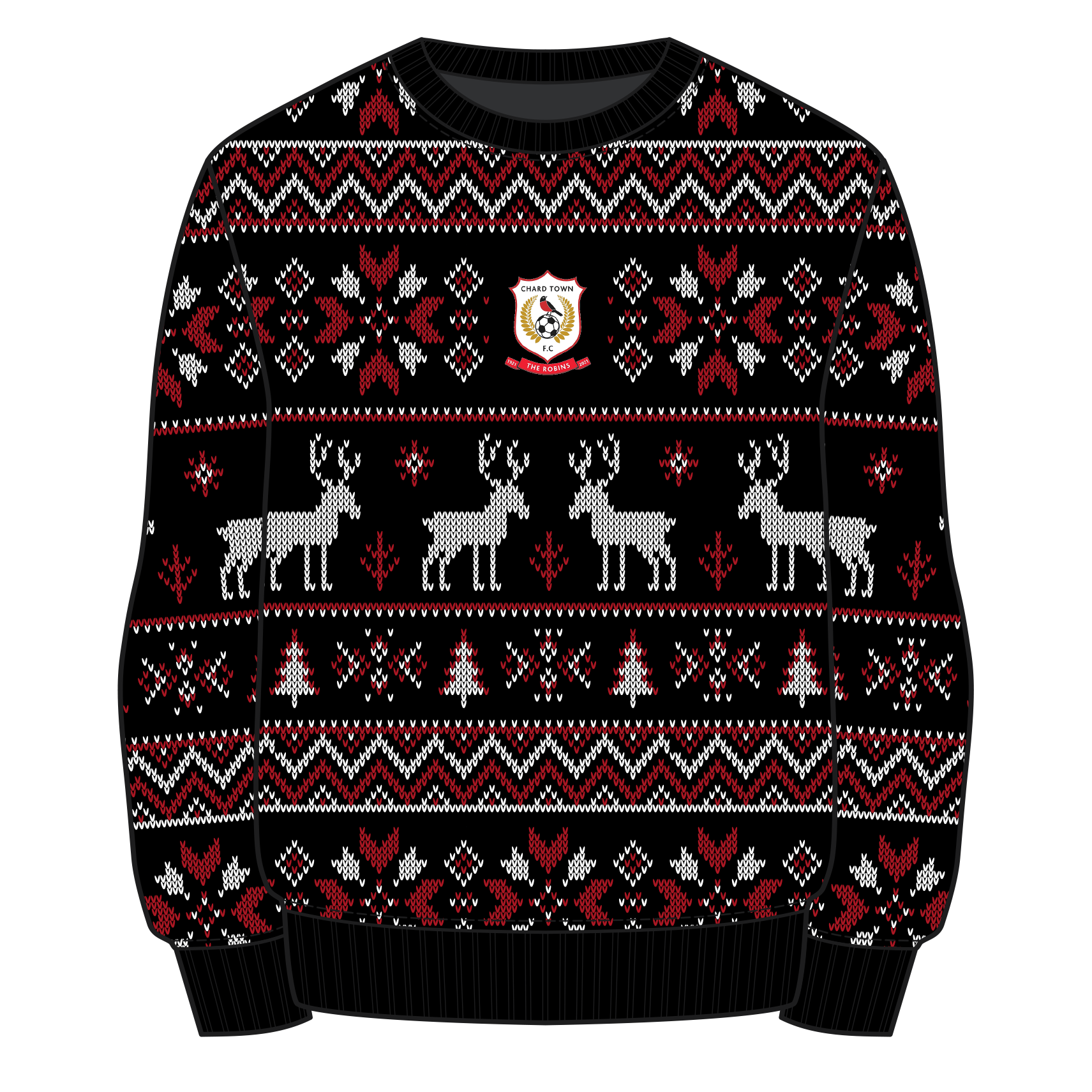 Chard Town FC Christmas Jumper - Black/Red/White Youth