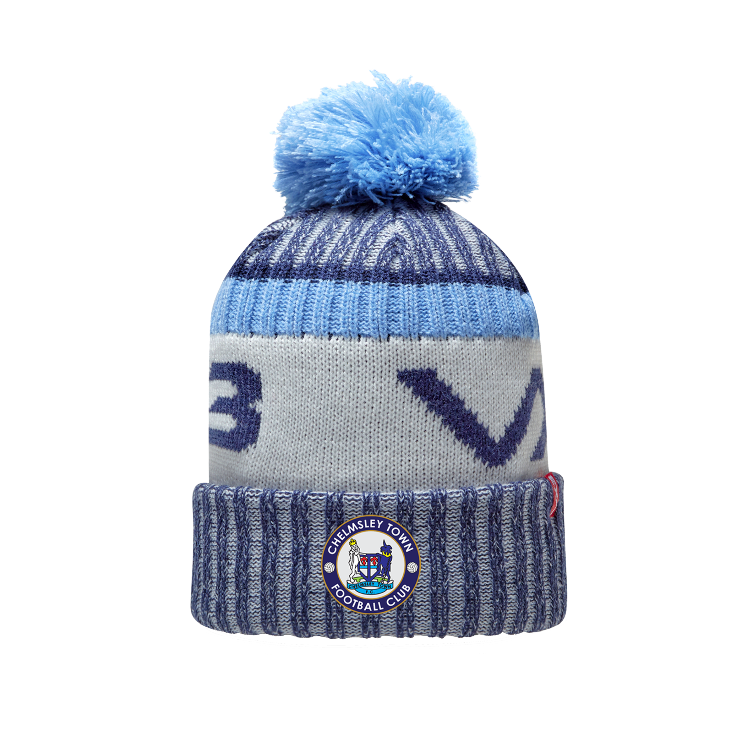 Chelmsley Town FC Fleece-Lined Bobble Hat Navy/Sky/Antique