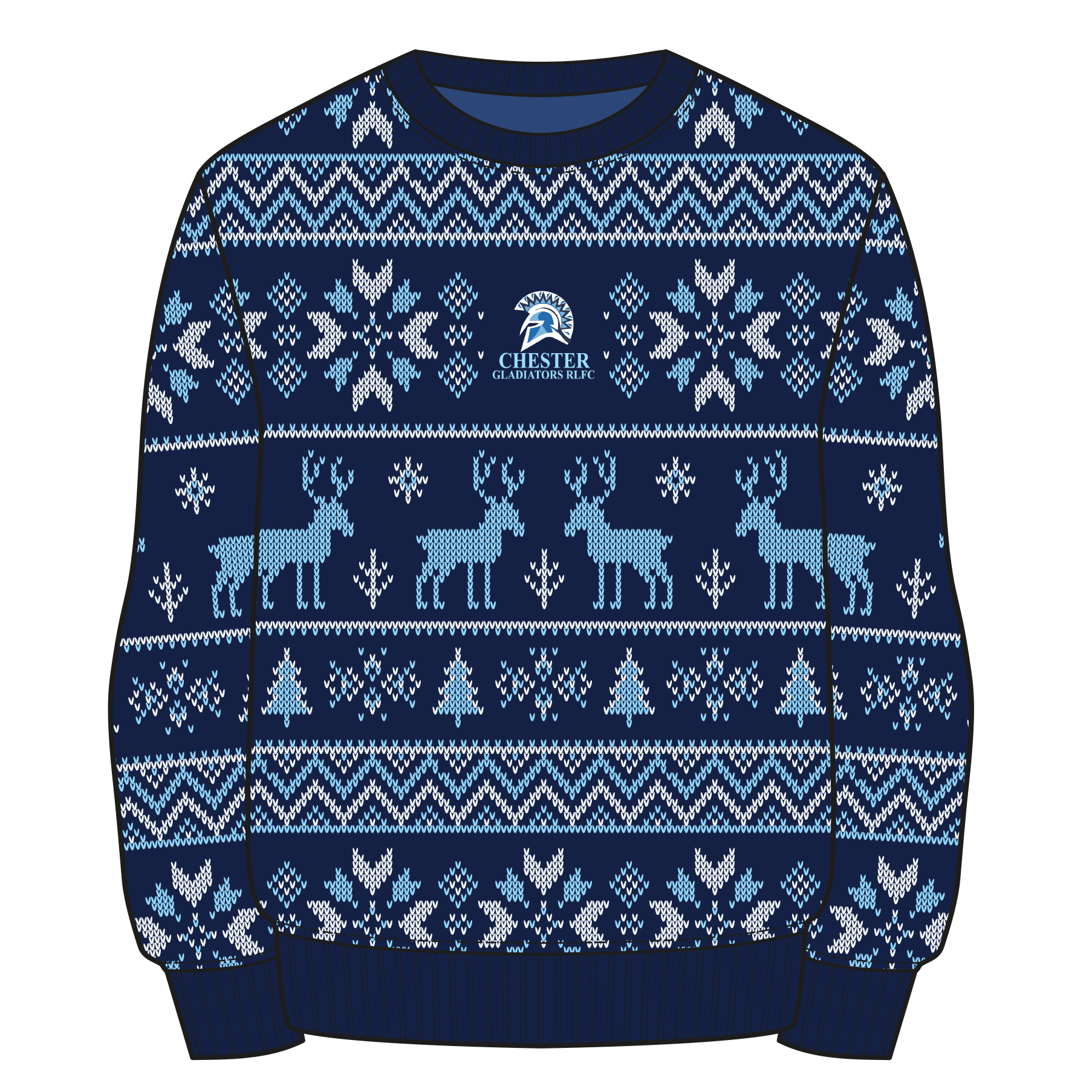 Chester Gladiators RLFC Christmas Jumper - Navy/Sky/White