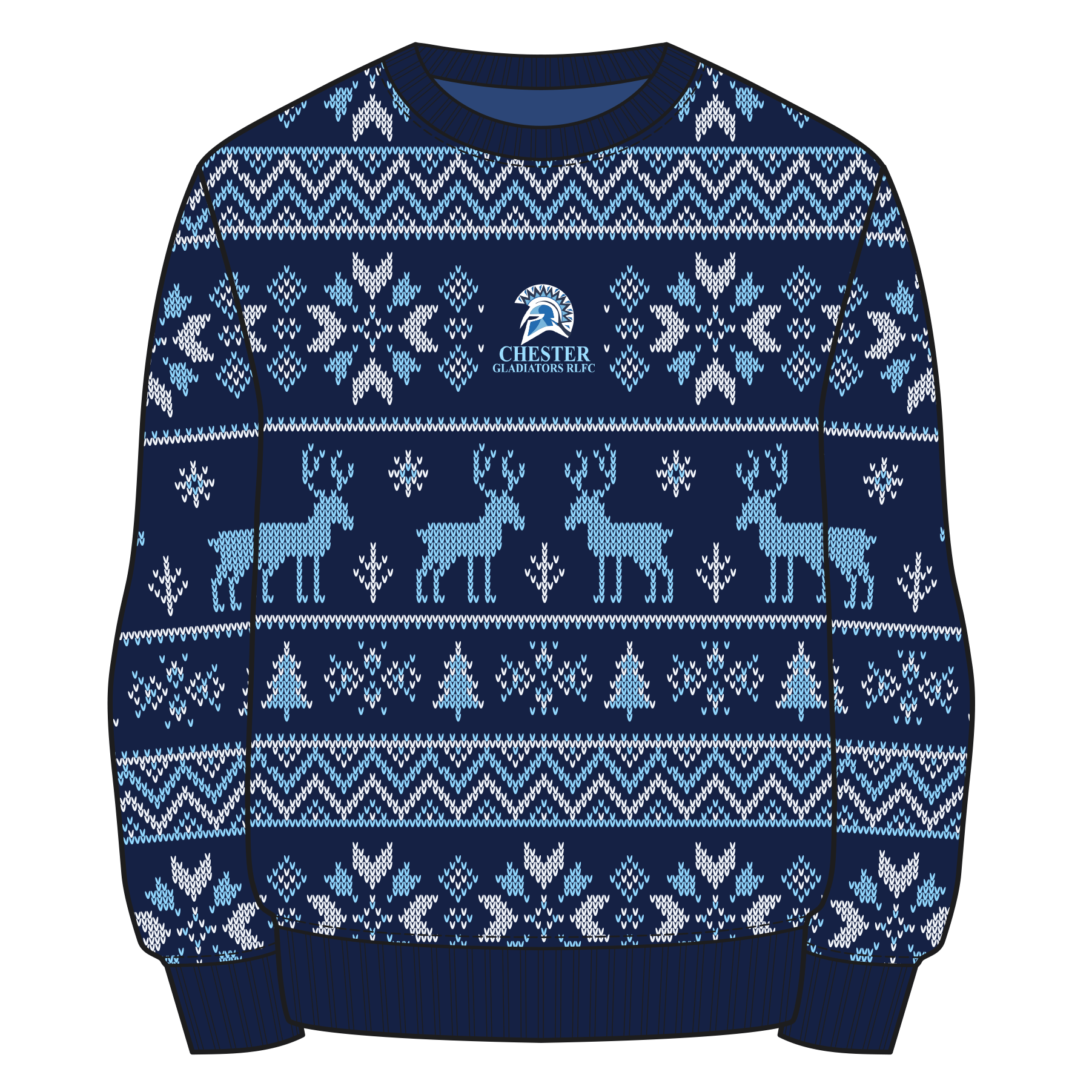 Chester Gladiators RLFC Christmas Jumper - Navy/Sky/White Youth