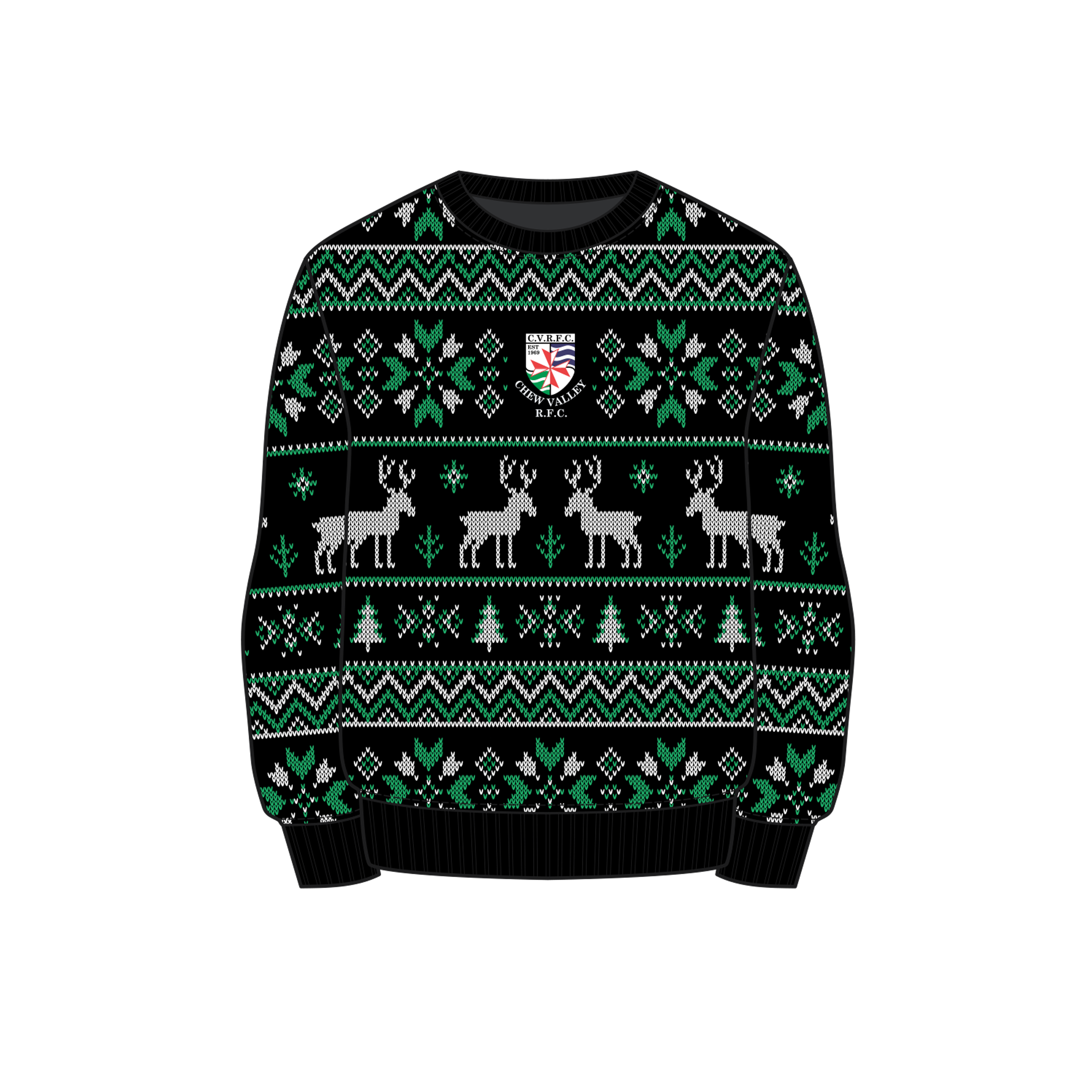 Chew Valley RFC  Christmas Jumper - Black/Emerald/White