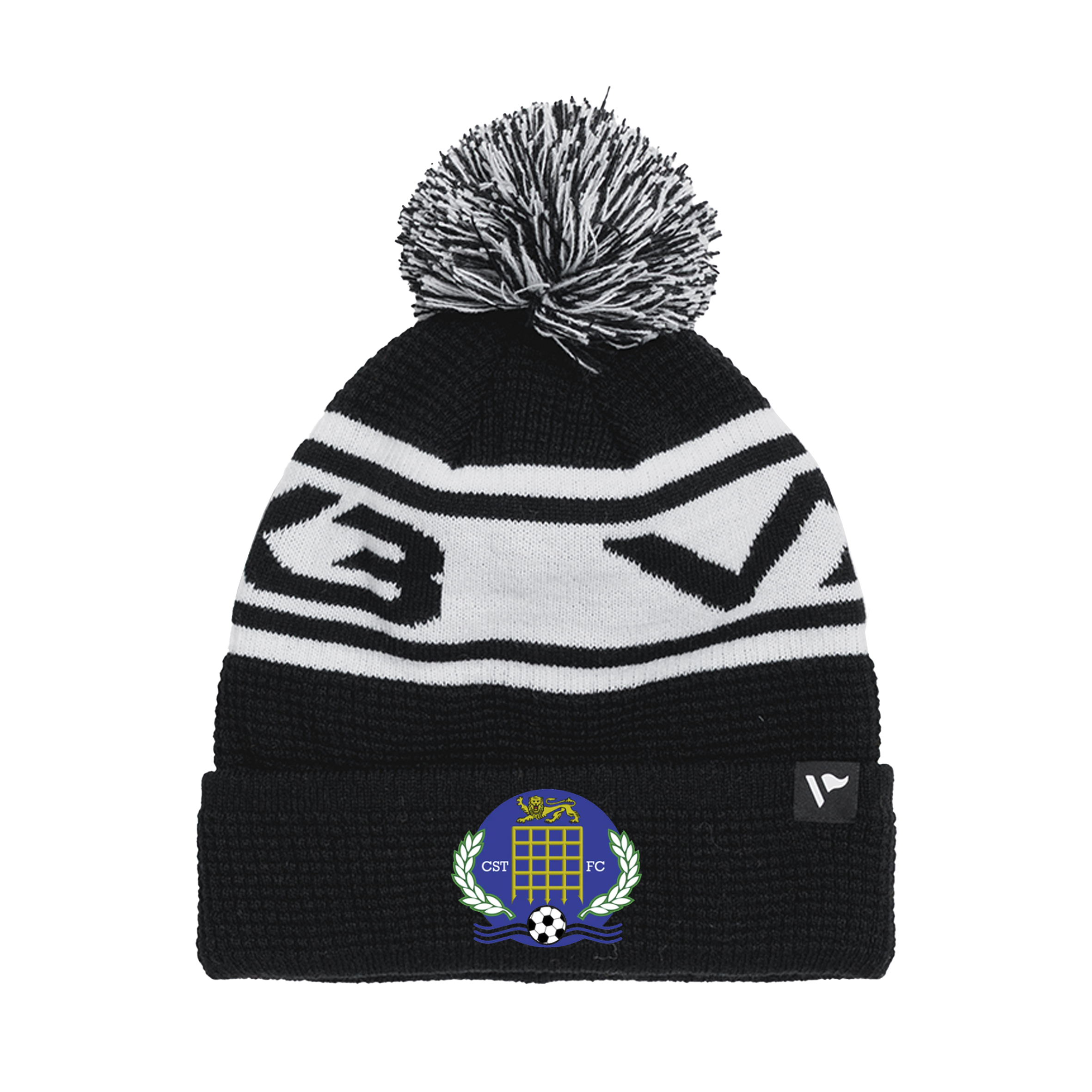 Chipping Sodbury Town FC Waffle Knit Bobble Hat - Black/White