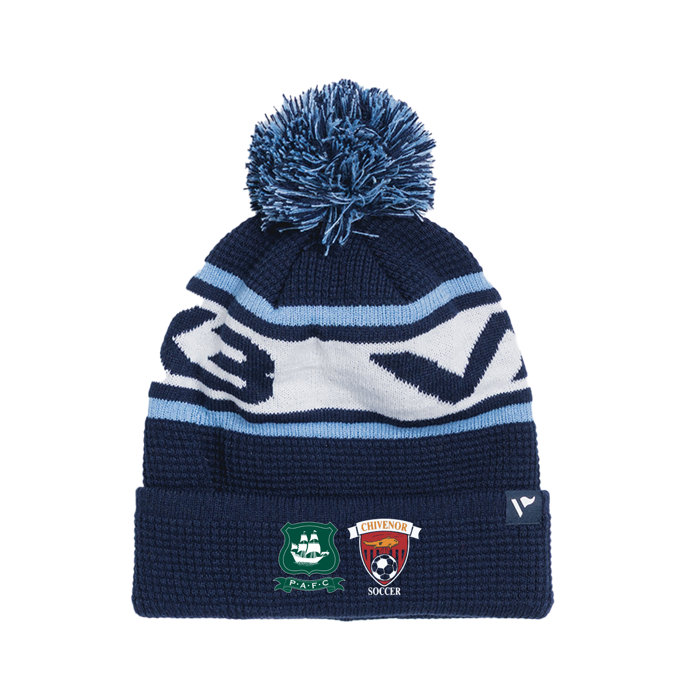 Chivenor Soccer School Waffle Knit Bobble Hat - Navy/Sky