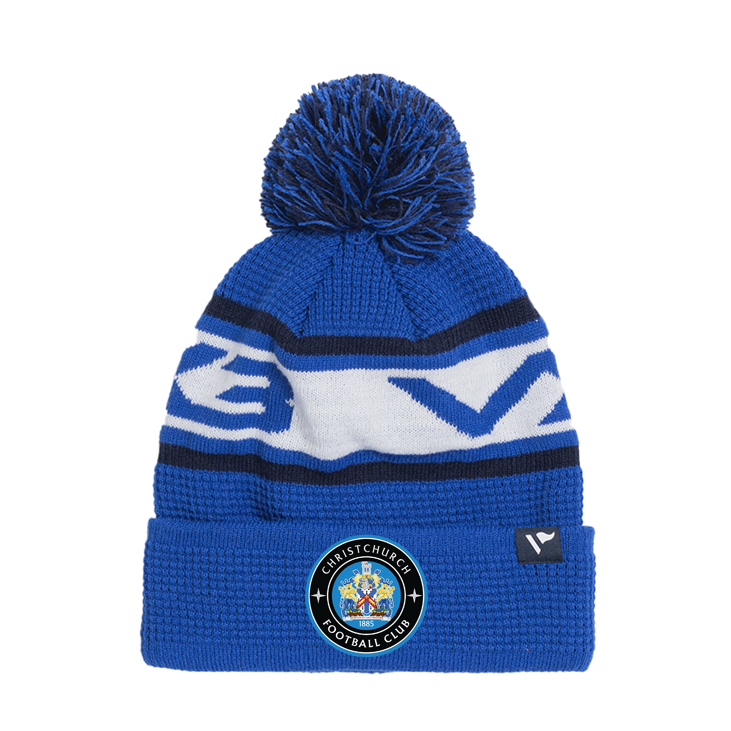 Christchurch FC Waffle Knit Bobble Hat - Royal/Navy/White