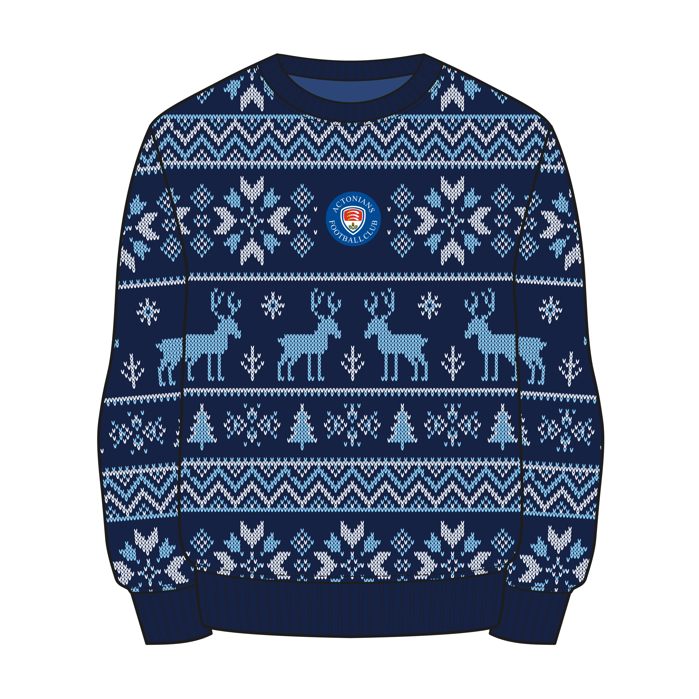 Actonians FC Christmas Jumper - Navy/Sky/White Youth