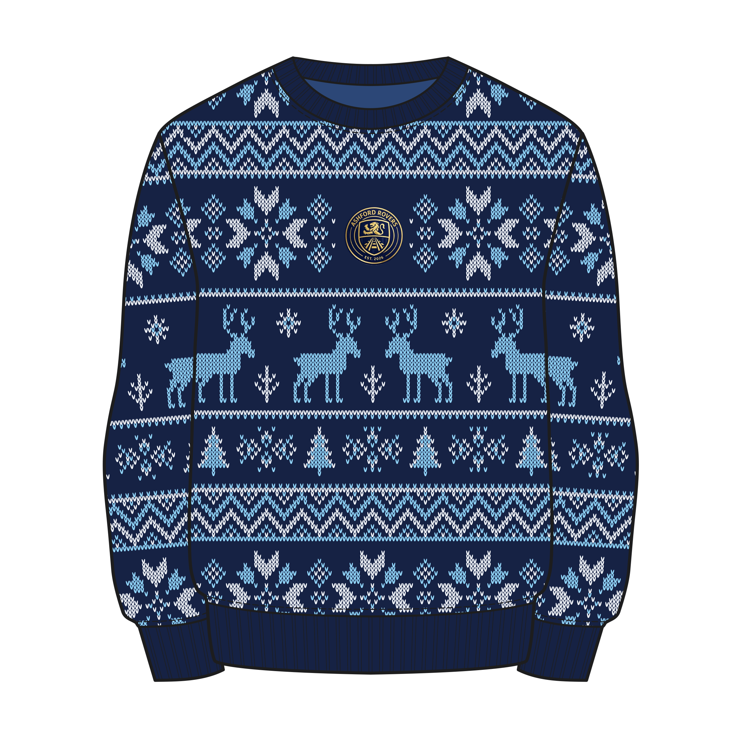 Ashford Rovers FC Christmas Jumper - Navy/Sky/White