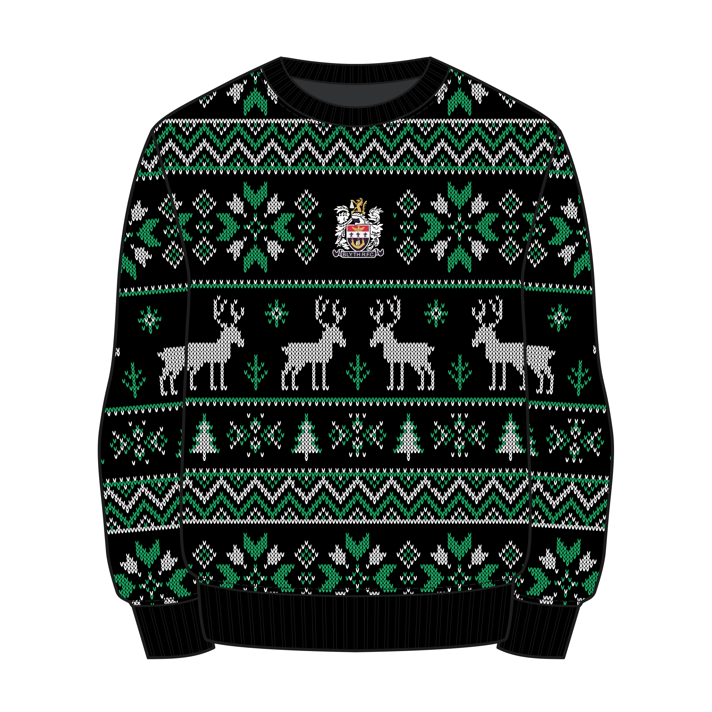 Blyth RFC Christmas Jumper - Black/Emerald/White Youth