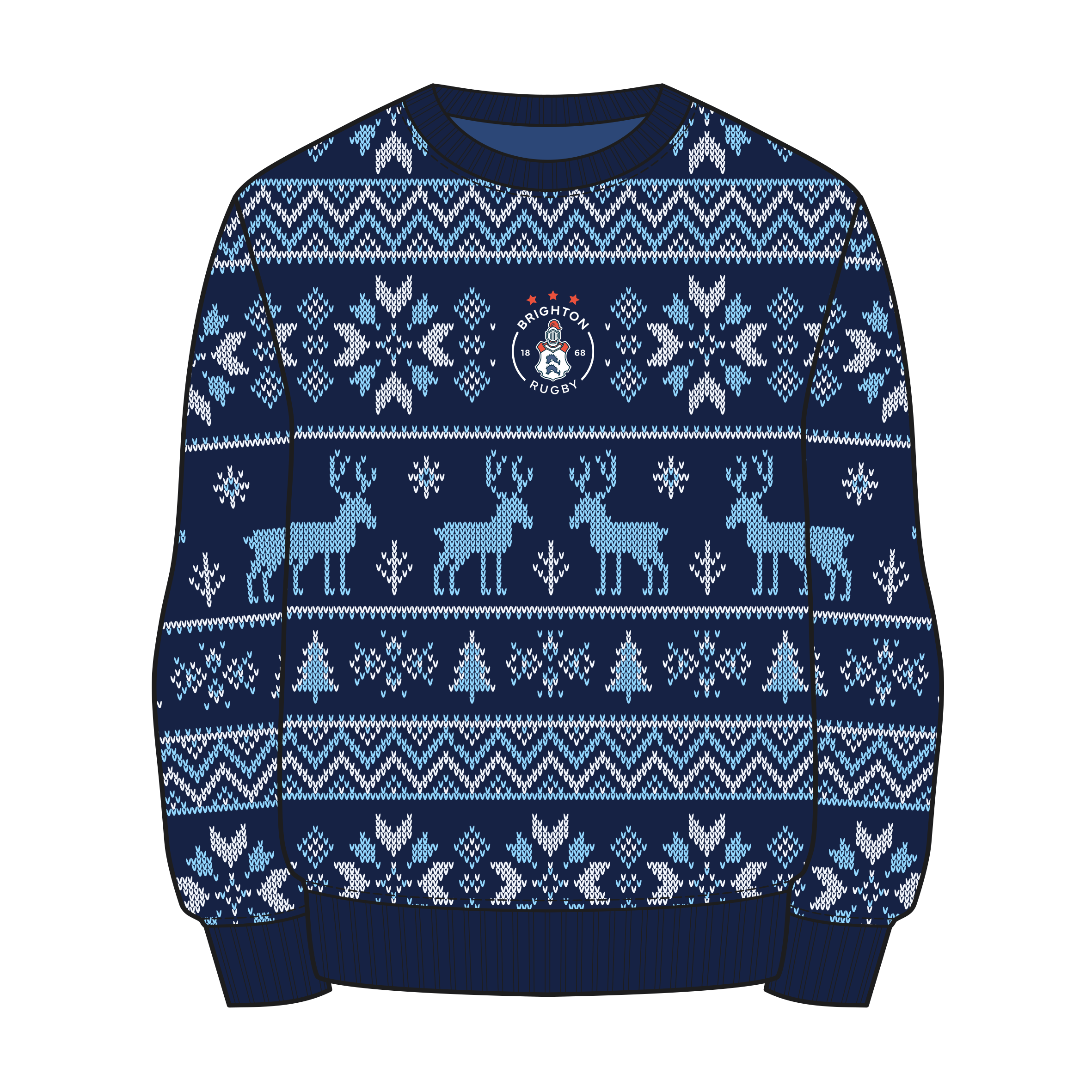Brighton Football Club (R.F.U.) Christmas Jumper - Navy/Sky/White