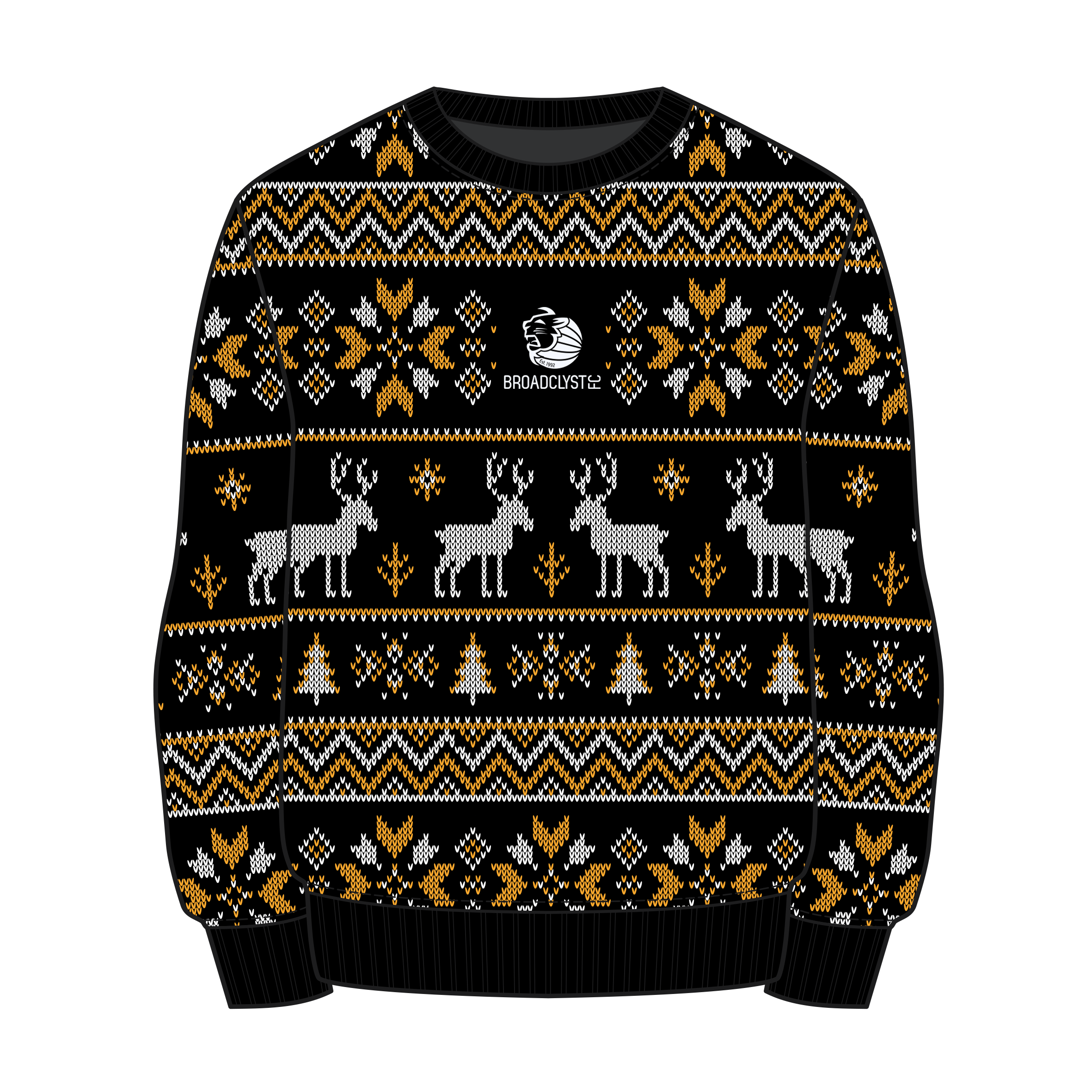 Broadclyst FC Christmas Jumper - Black/Amber/White
