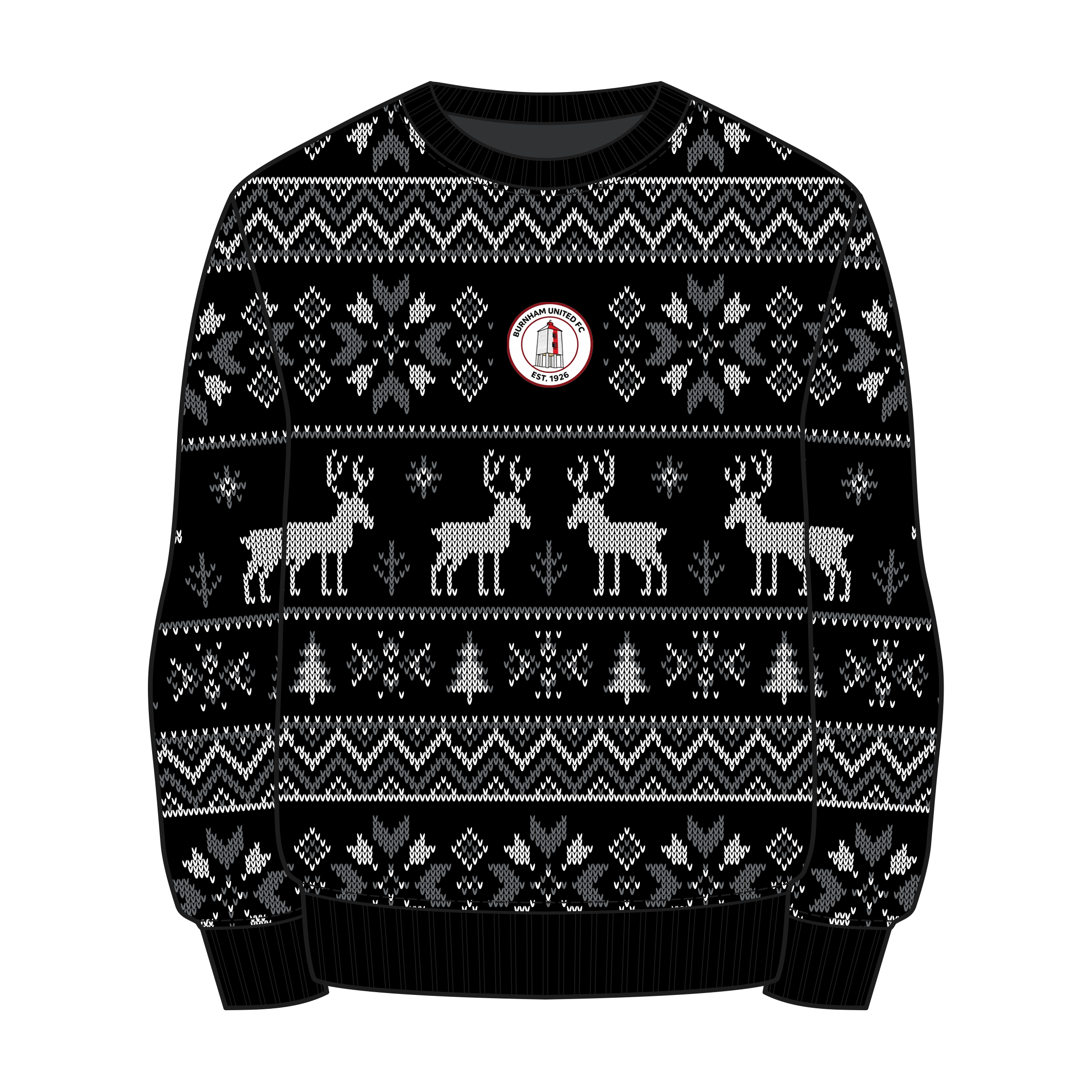 Burnham United FC Christmas Jumper - Black/Grey/White Youth