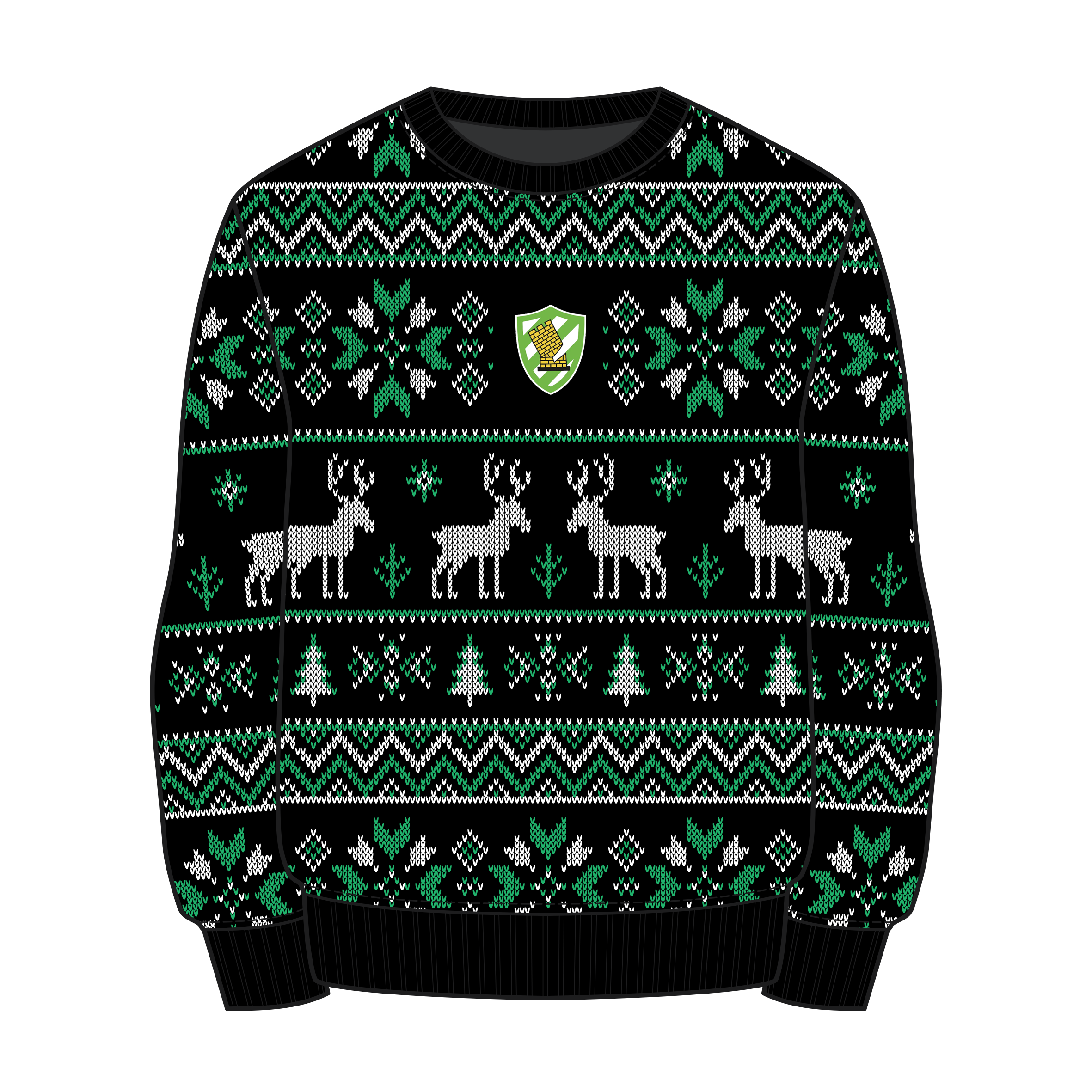 Caerphilly RFC Christmas Jumper - Black/Emerald/White