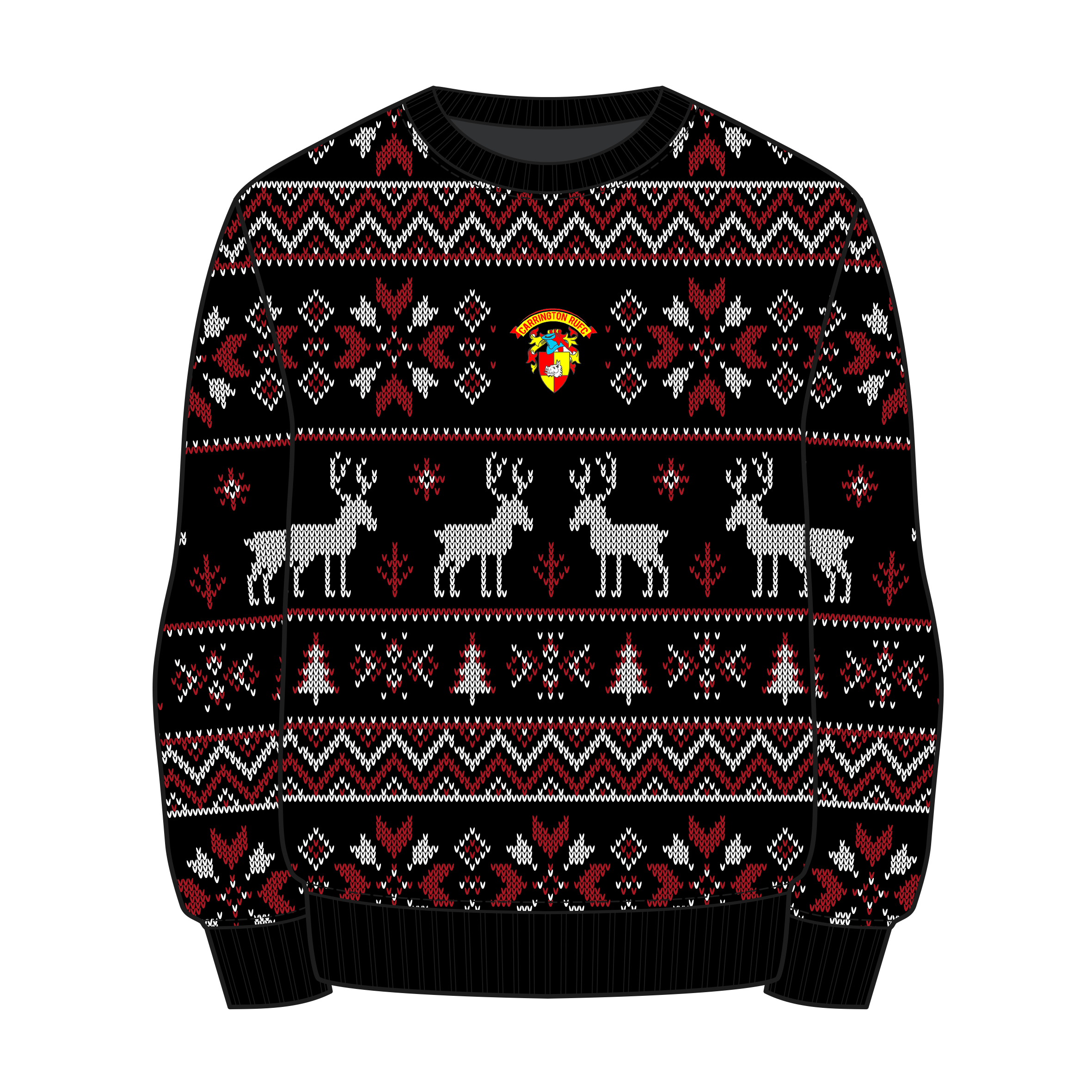 Carrington RUFC  Christmas Jumper - Black/Red/White Youth
