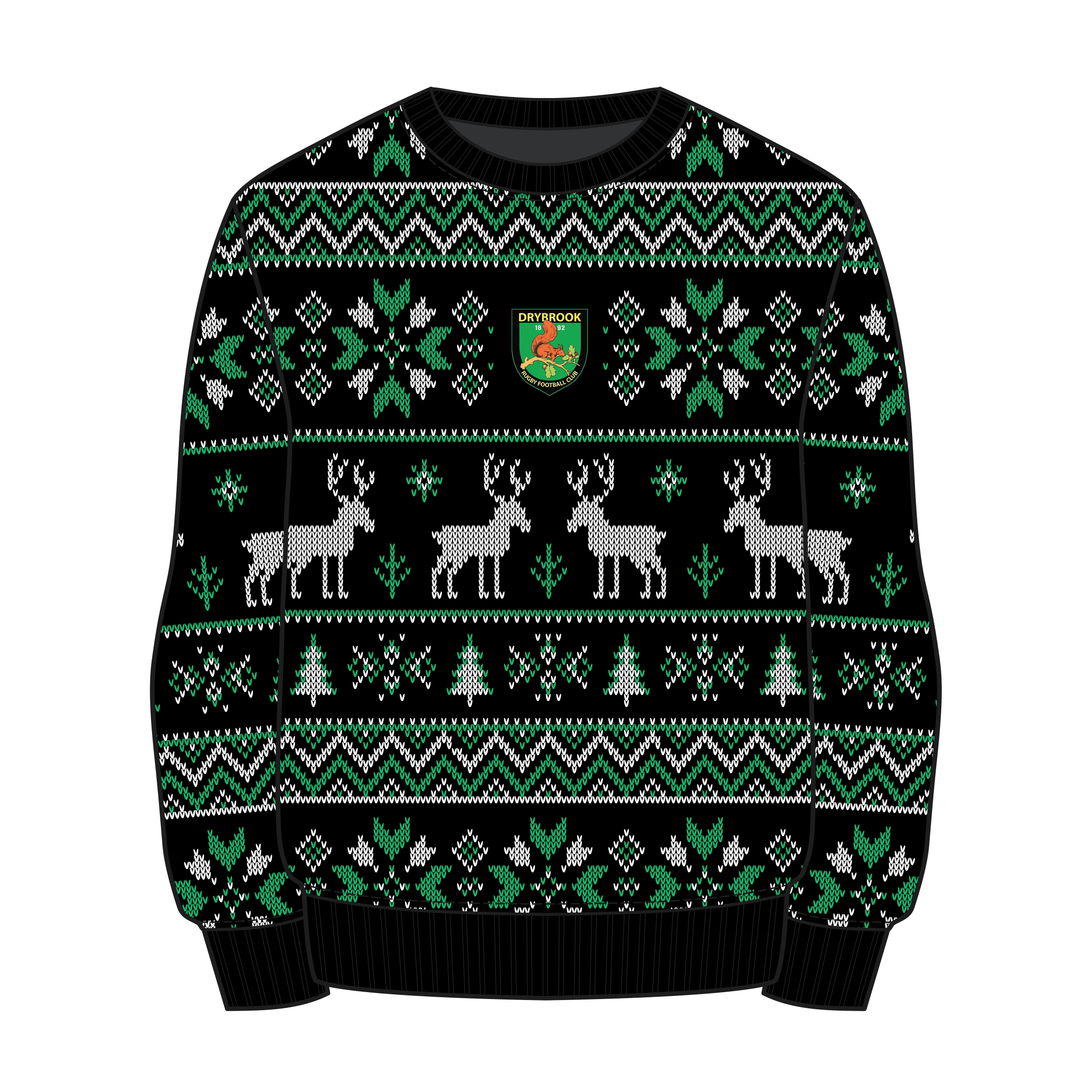 Drybrook RFC Christmas Jumper - Black/Emerald/White
