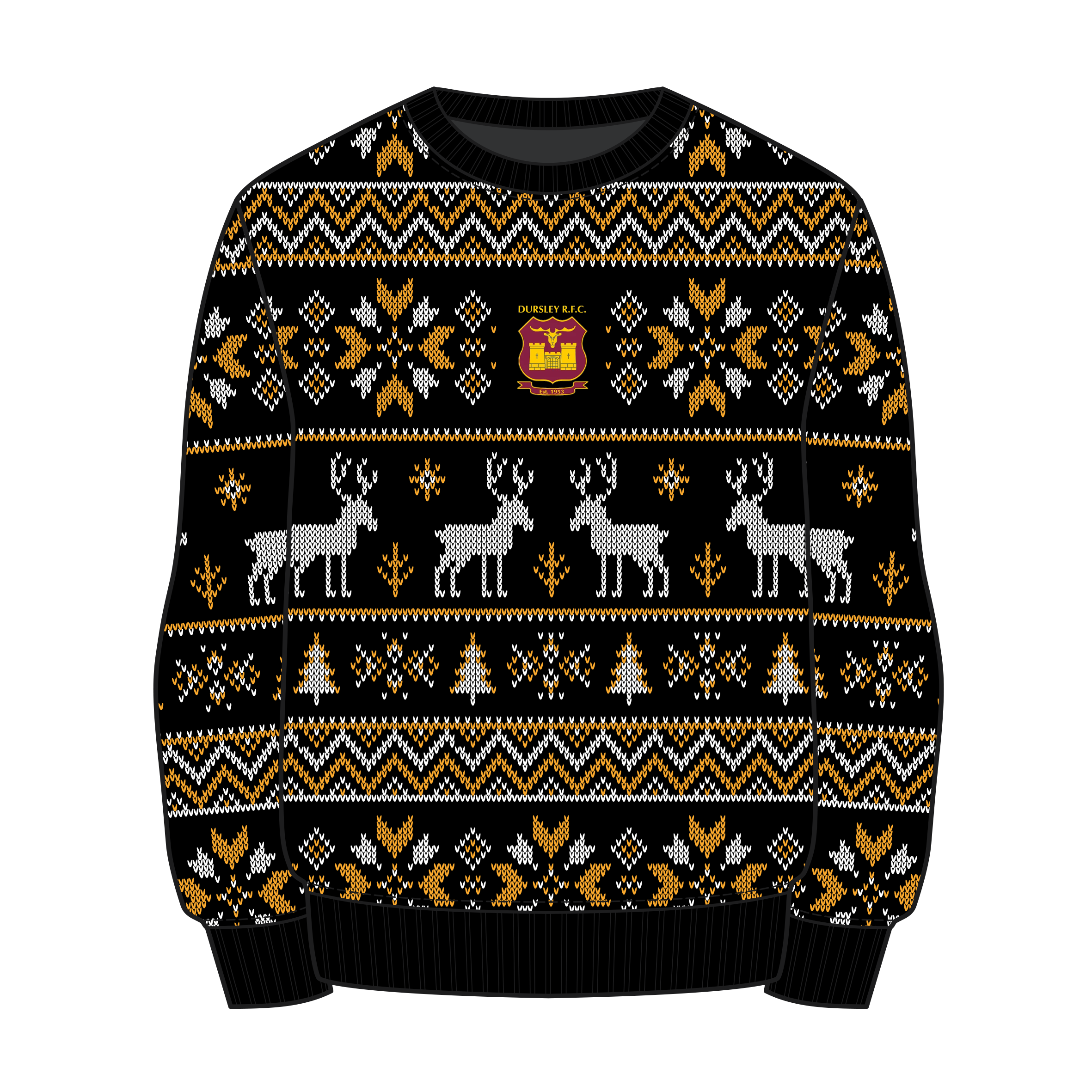 Dursley RFC Christmas Jumper - Black/Amber/White Youth