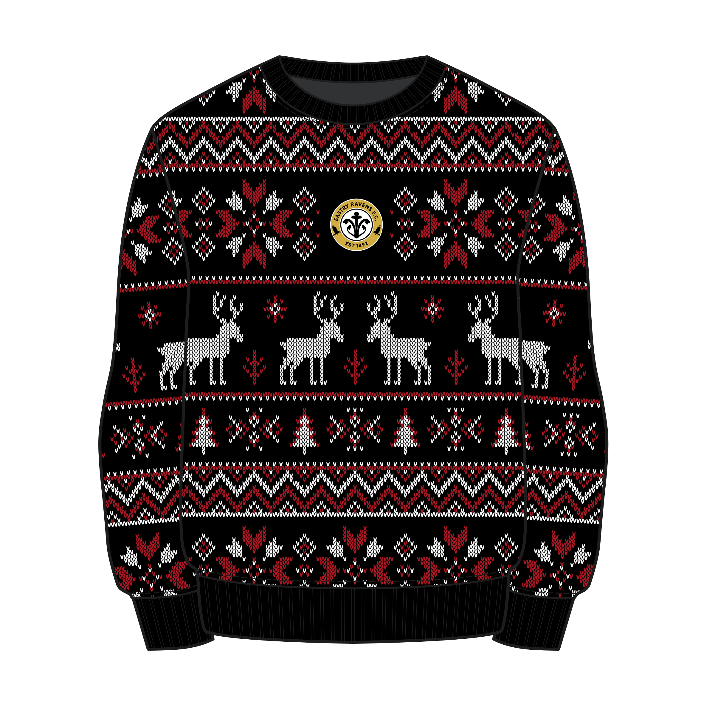 Eastry Ravens FC Christmas Jumper - Black/Red/White Youth