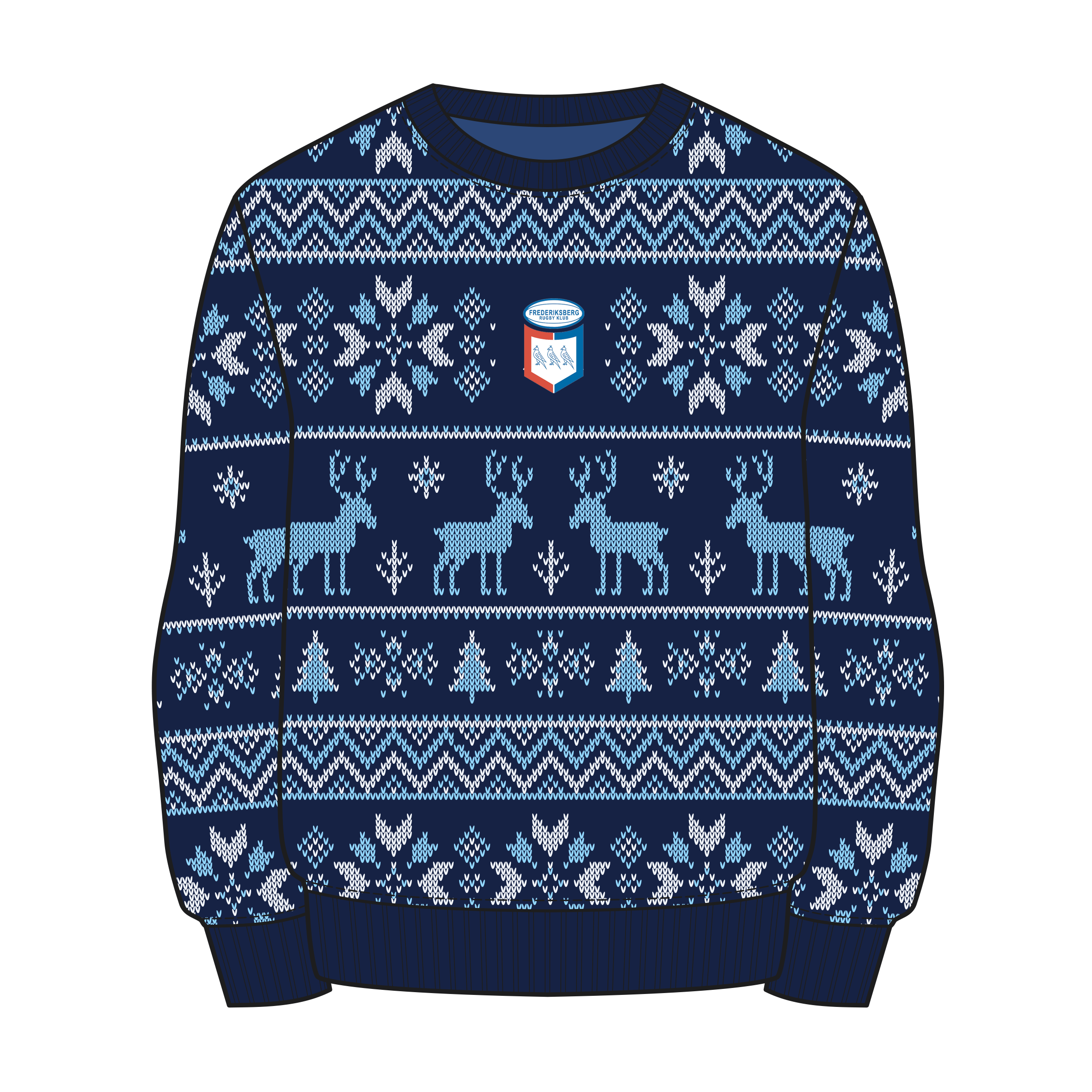 Frederiksberg Rugby Club  Christmas Jumper - Navy/Sky/White