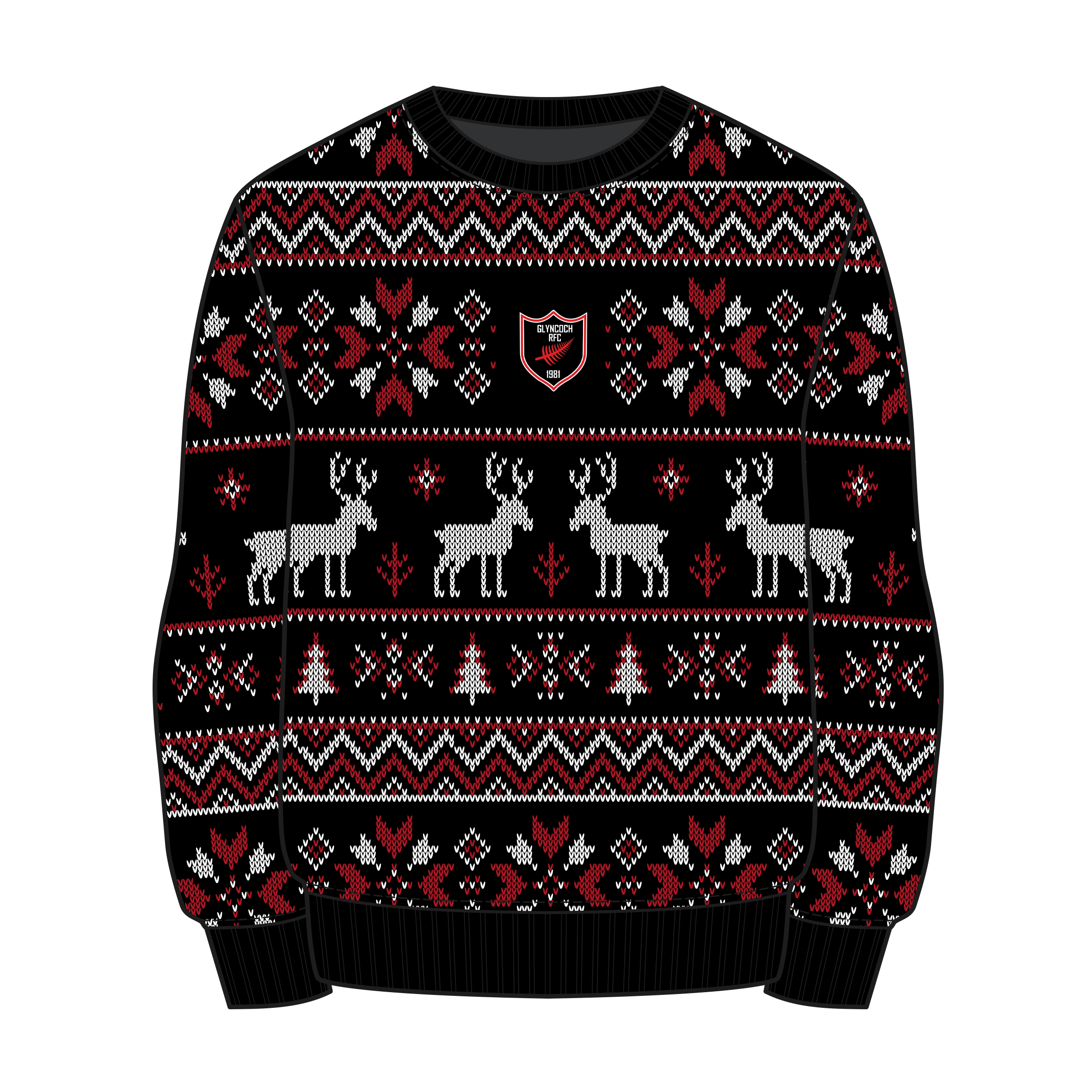 Glyncoch RFC Christmas Jumper - Black/Red/White