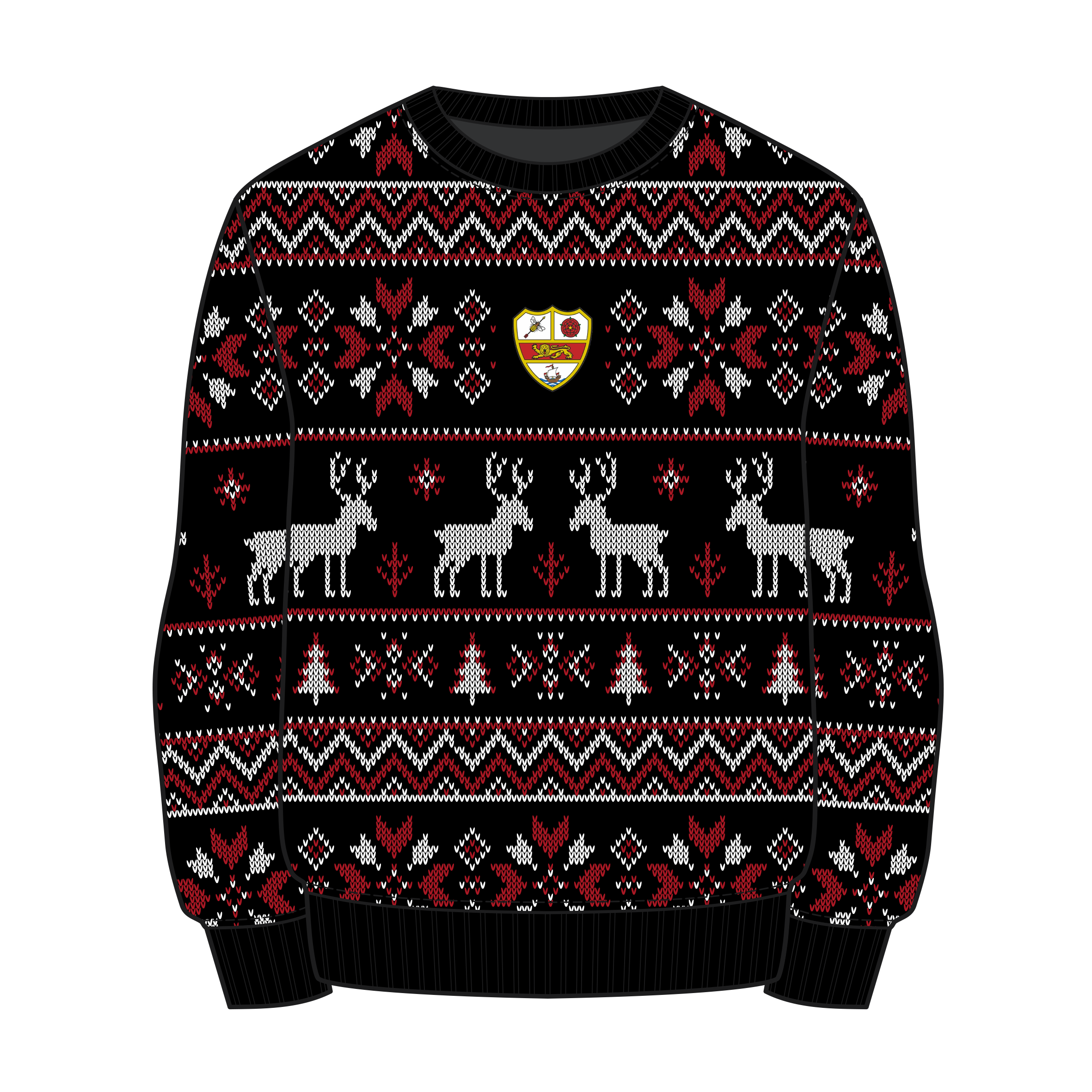 Hawcoat Park RUFC Christmas Jumper - Black/Red/White Youth