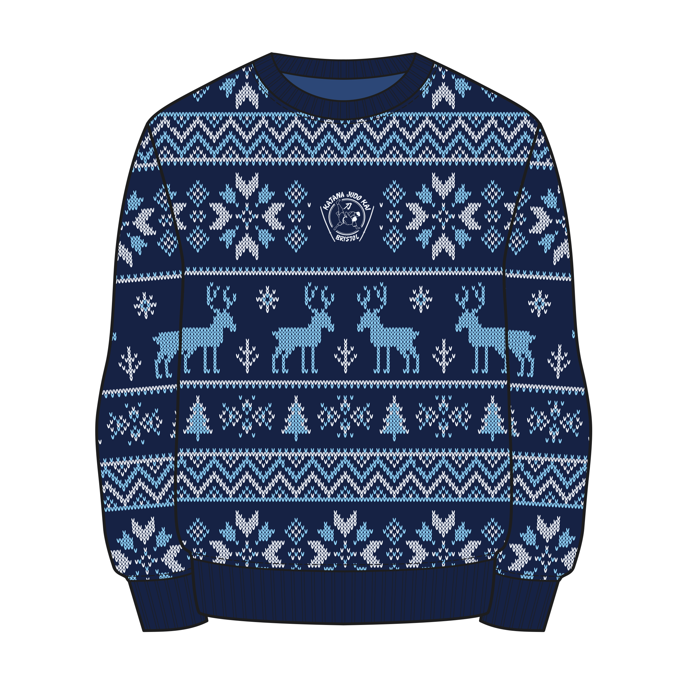 Katana Judo Kai Christmas Jumper - Navy/Sky/White Youth