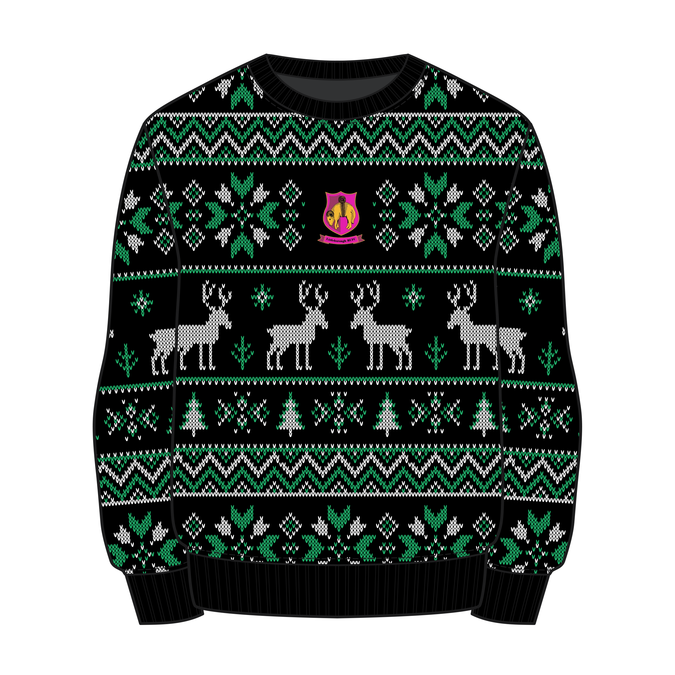 Littleborough RUFC Ladies Christmas Jumper - Black/Emerald/White