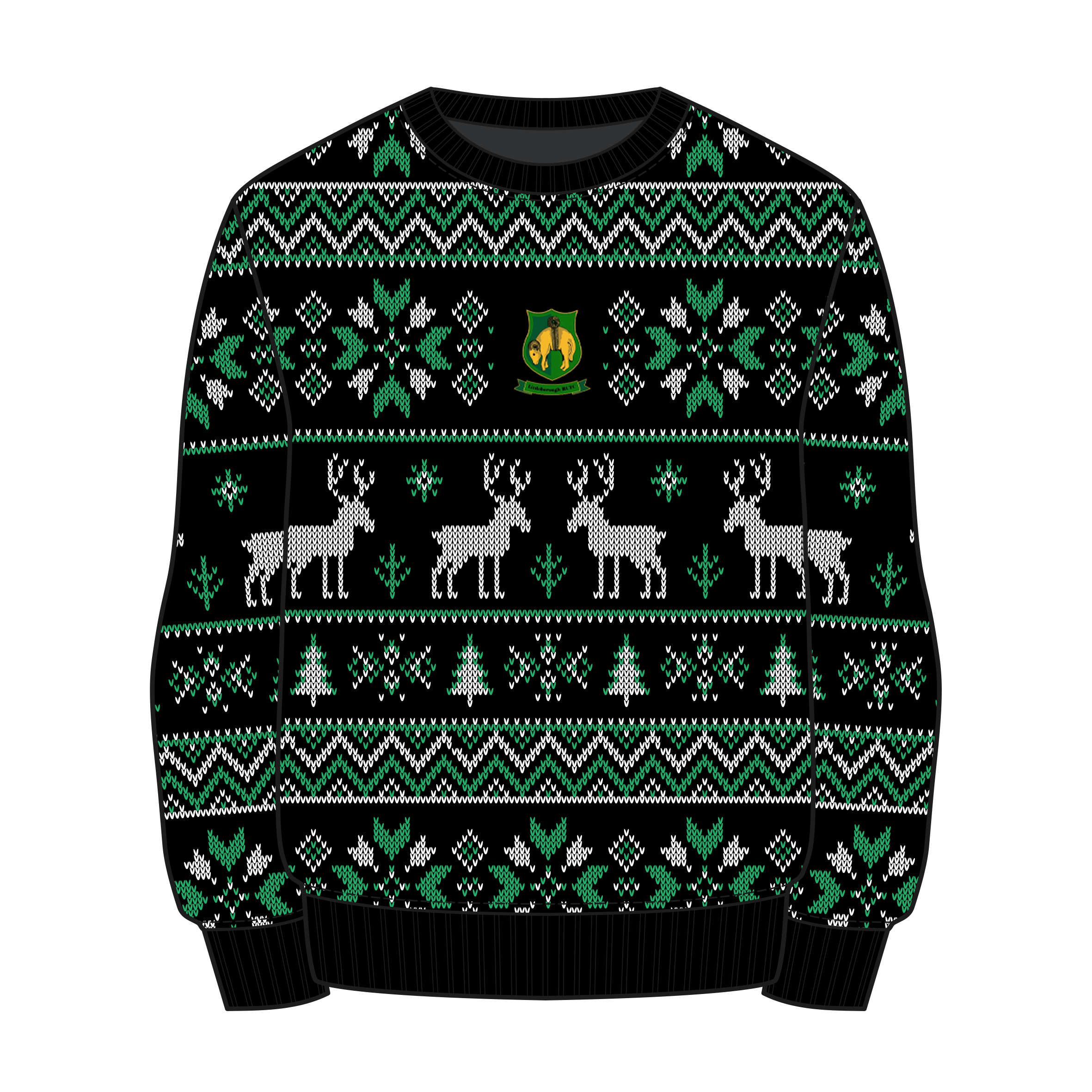 Littleborough RUFC Christmas Jumper - Black/Emerald/White