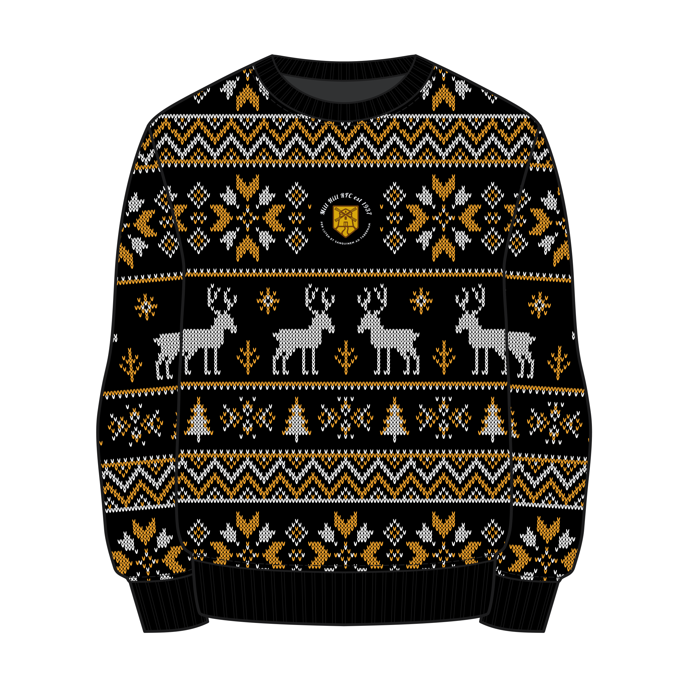Mill Hill RFC Christmas Jumper - Black/Amber/White Youth