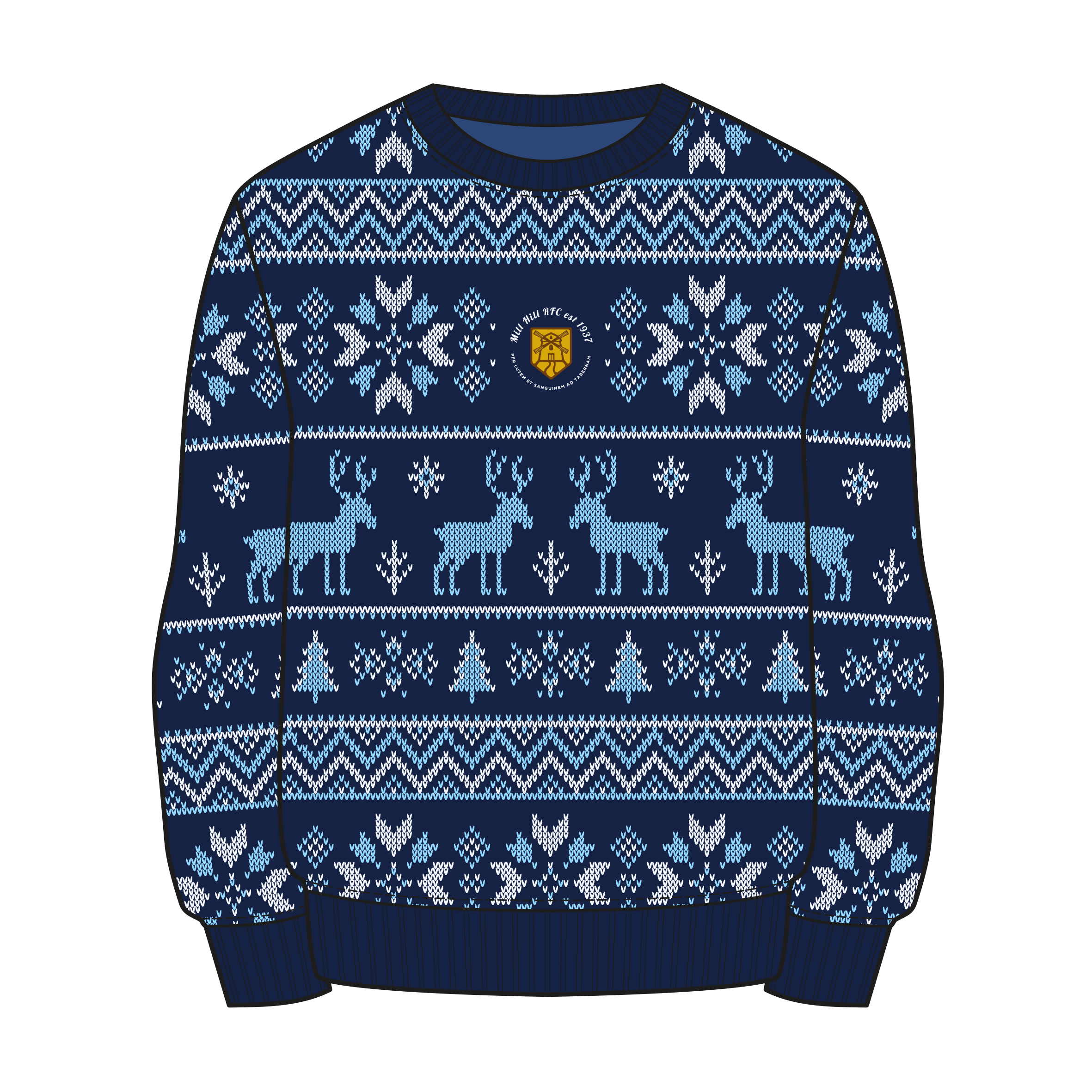 Mill Hill RFC Christmas Jumper - Navy/Sky/White Youth