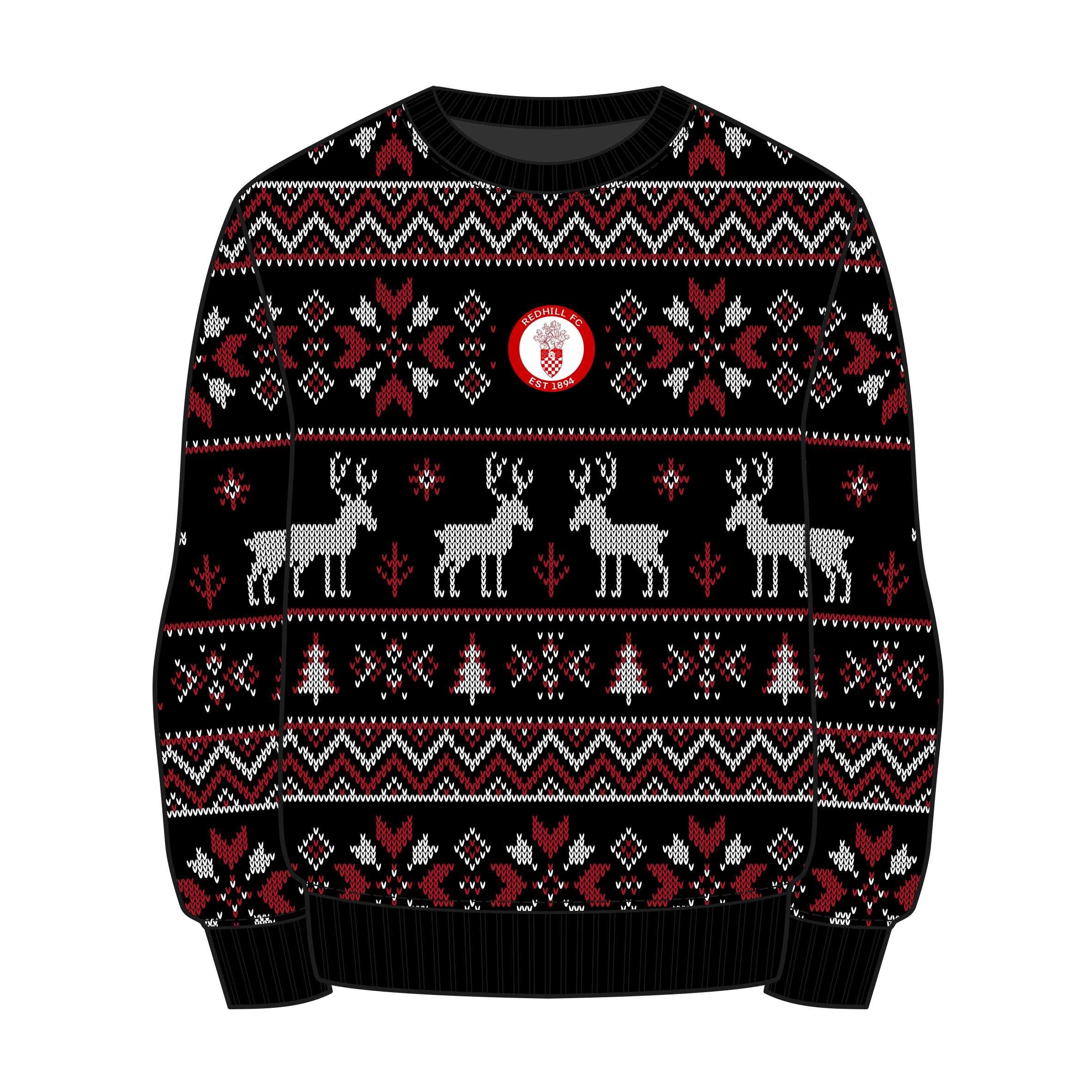 Redhill FC Christmas Jumper - Black/Red/White Youth