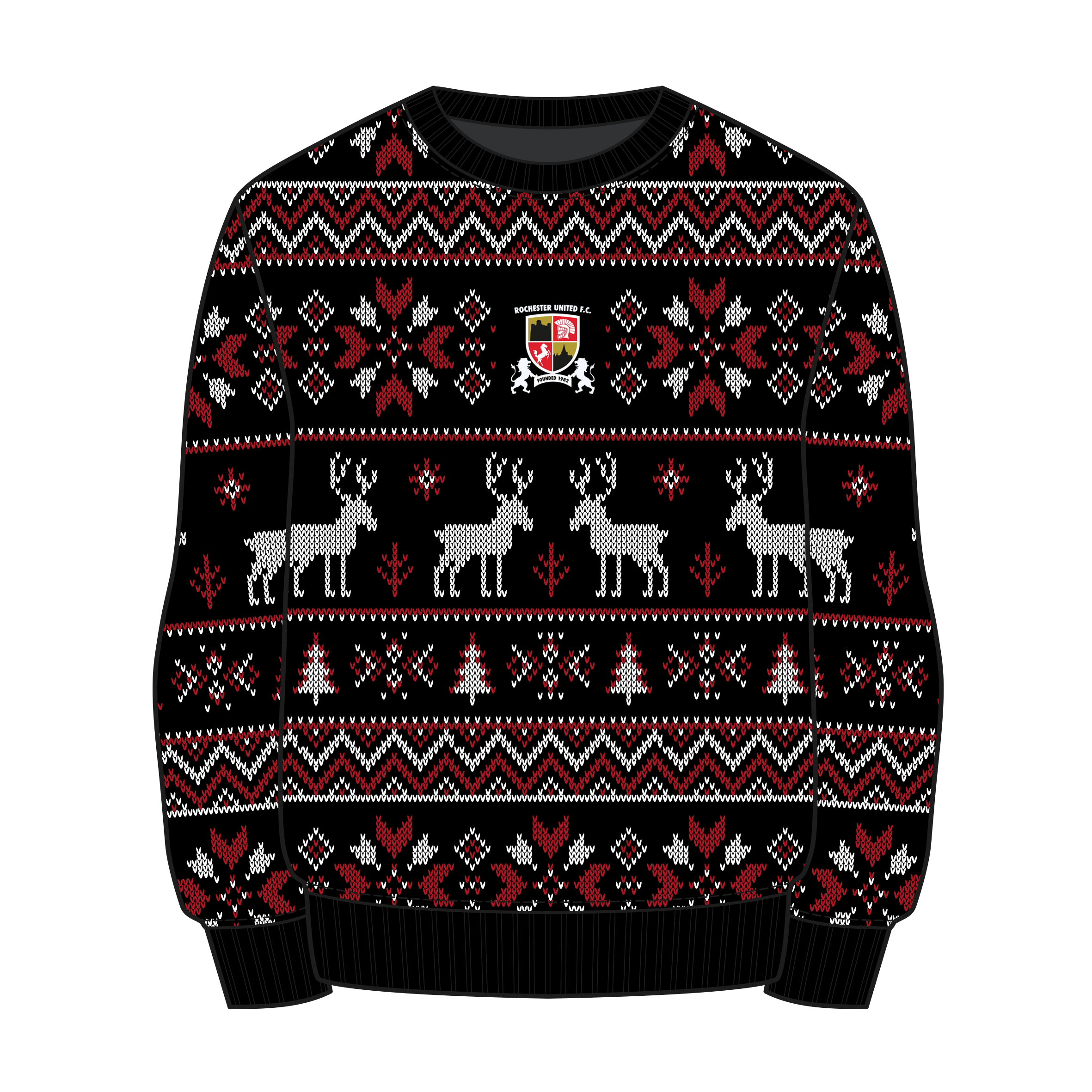 Rochester United FC Christmas Jumper - Black/Red/White
