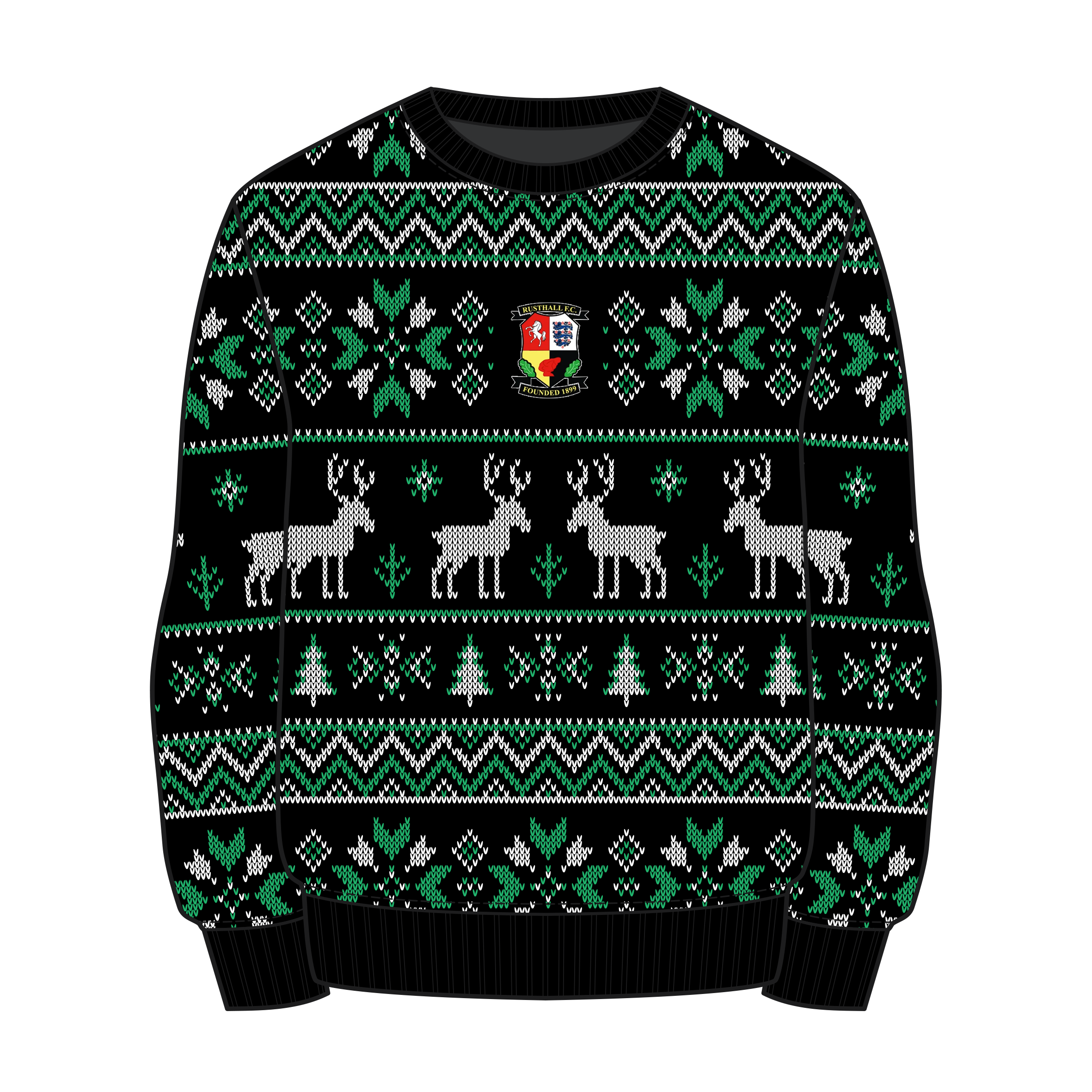 Rusthall FC Christmas Jumper - Black/Emerald/White