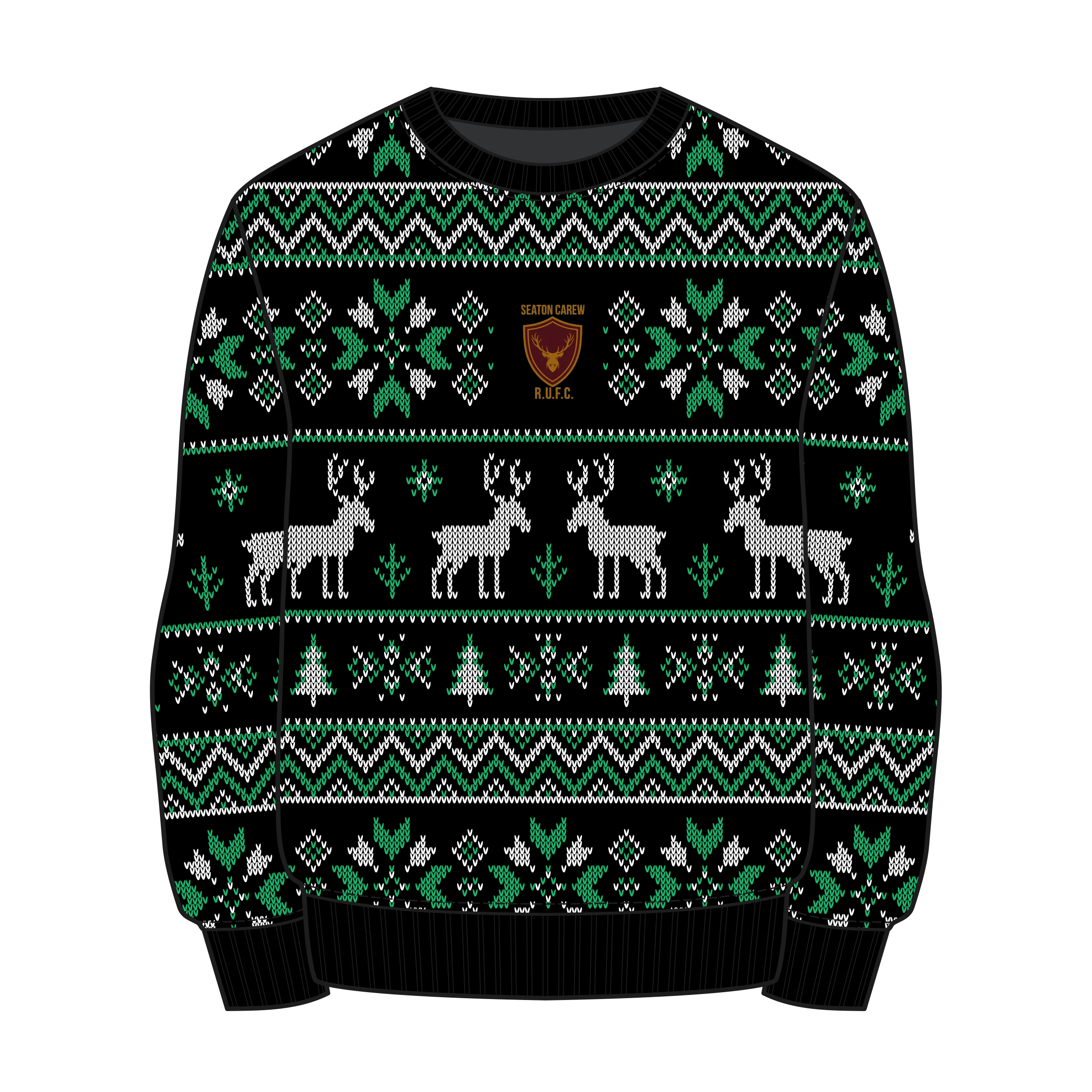 Seaton Carew RUFC Christmas Jumper - Black/Emerald/White Youth