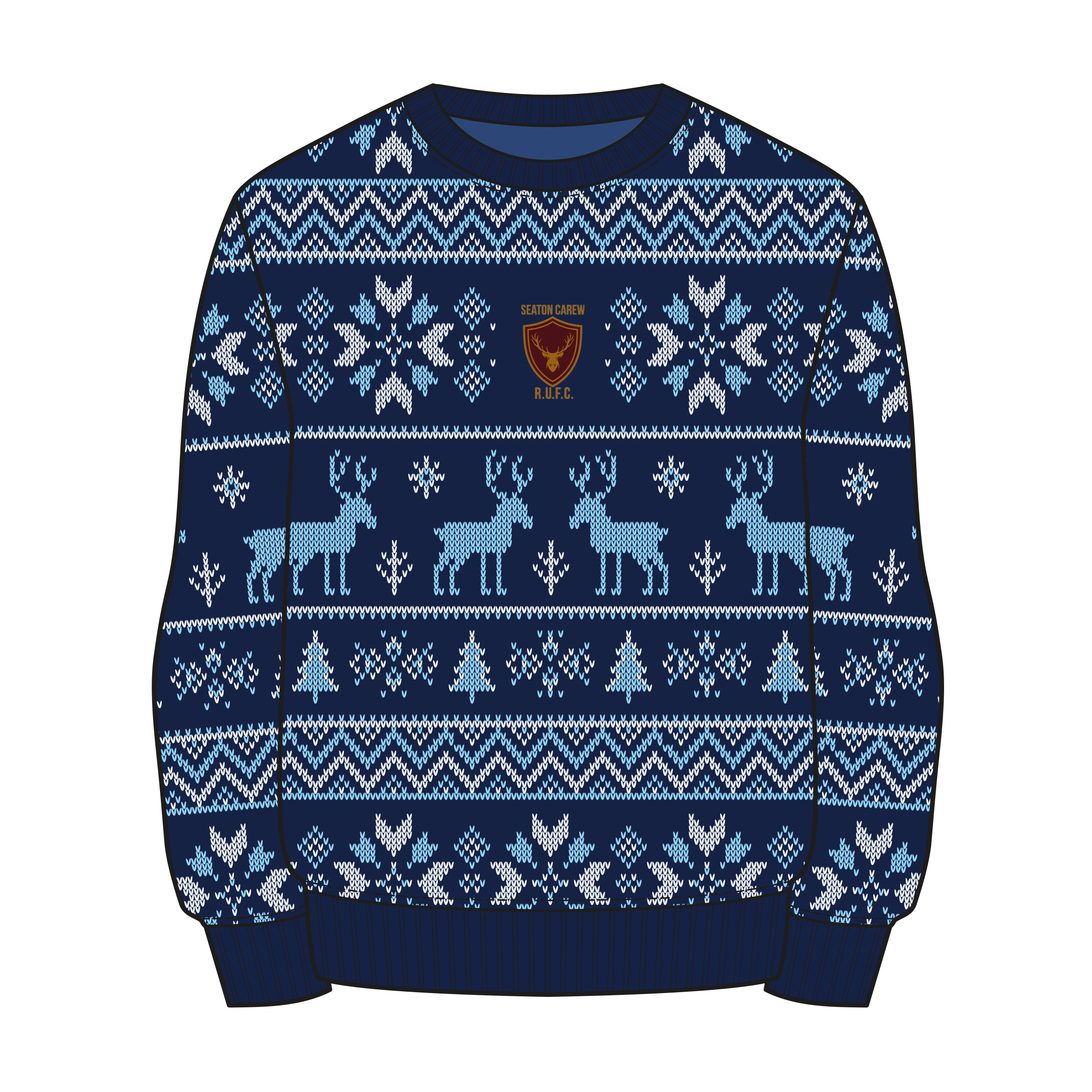 Seaton Carew RUFC Christmas Jumper - Navy/Sky/White Youth