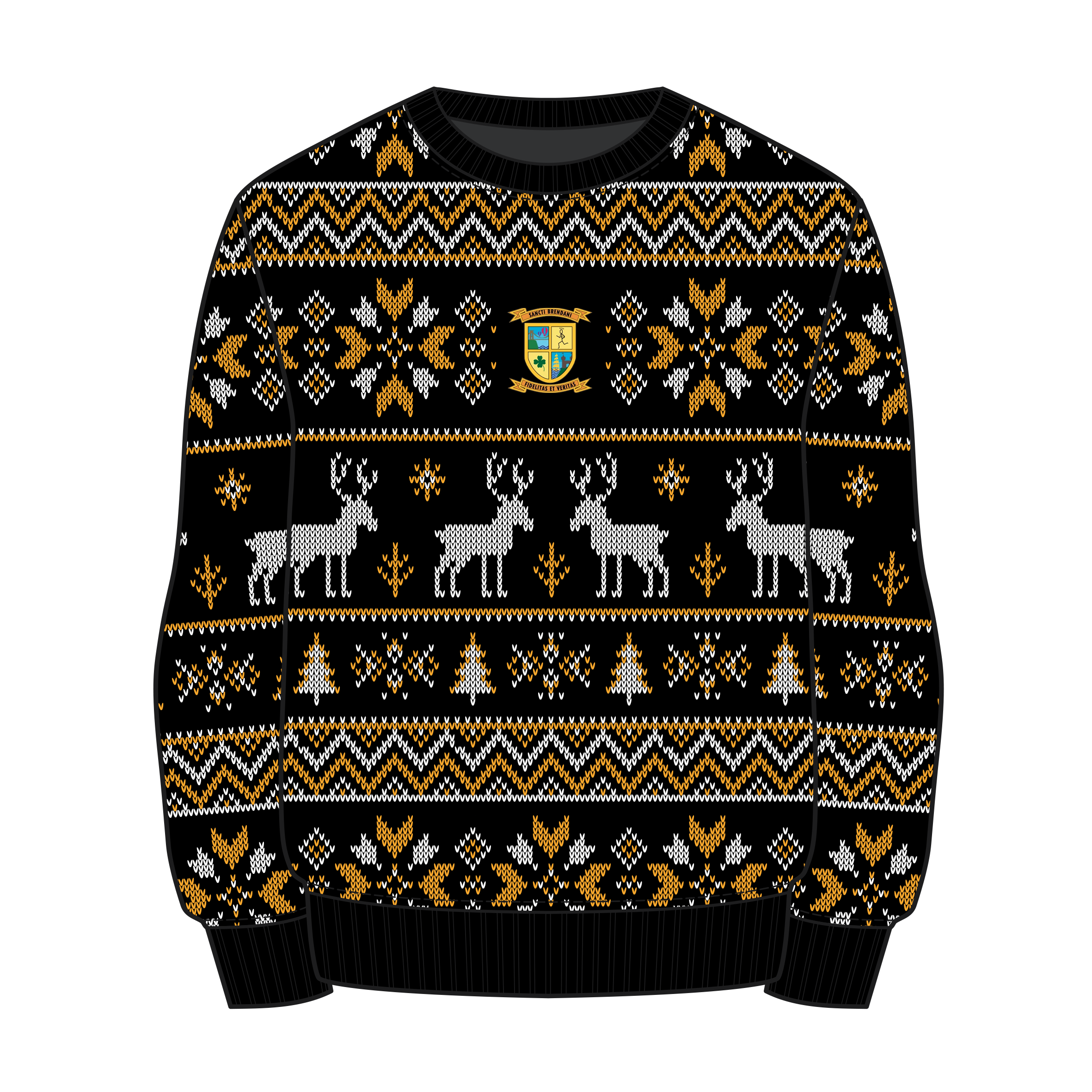 St Brendan's RFC Christmas Jumper - Black/Amber/White Youth