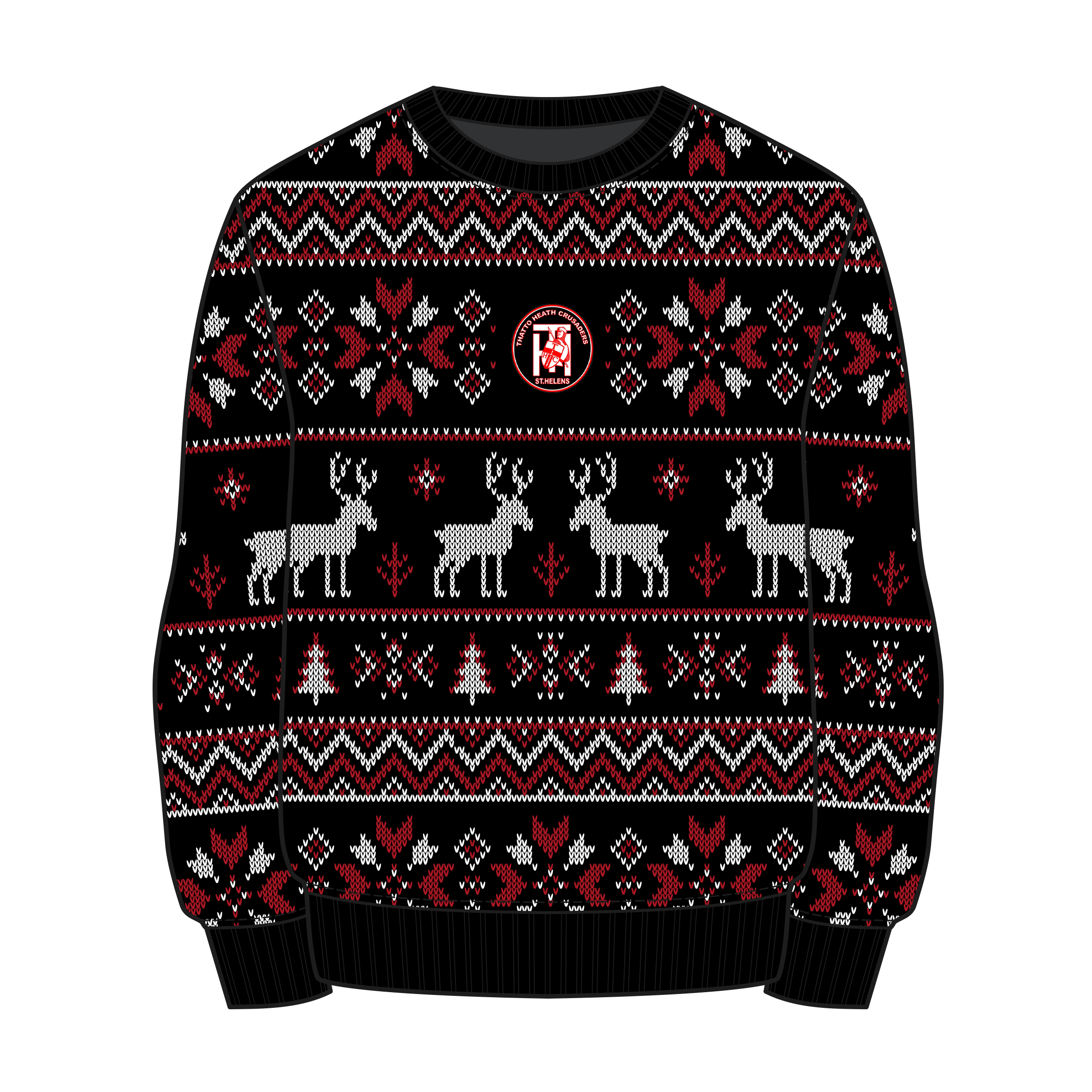 Thatto Heath Crusaders RL Christmas Jumper - Black/Red/White