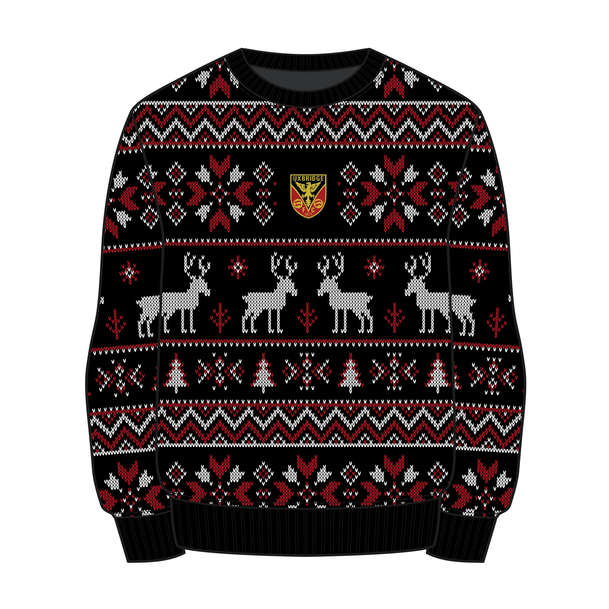 Uxbridge FC Christmas Jumper - Black/Red/White